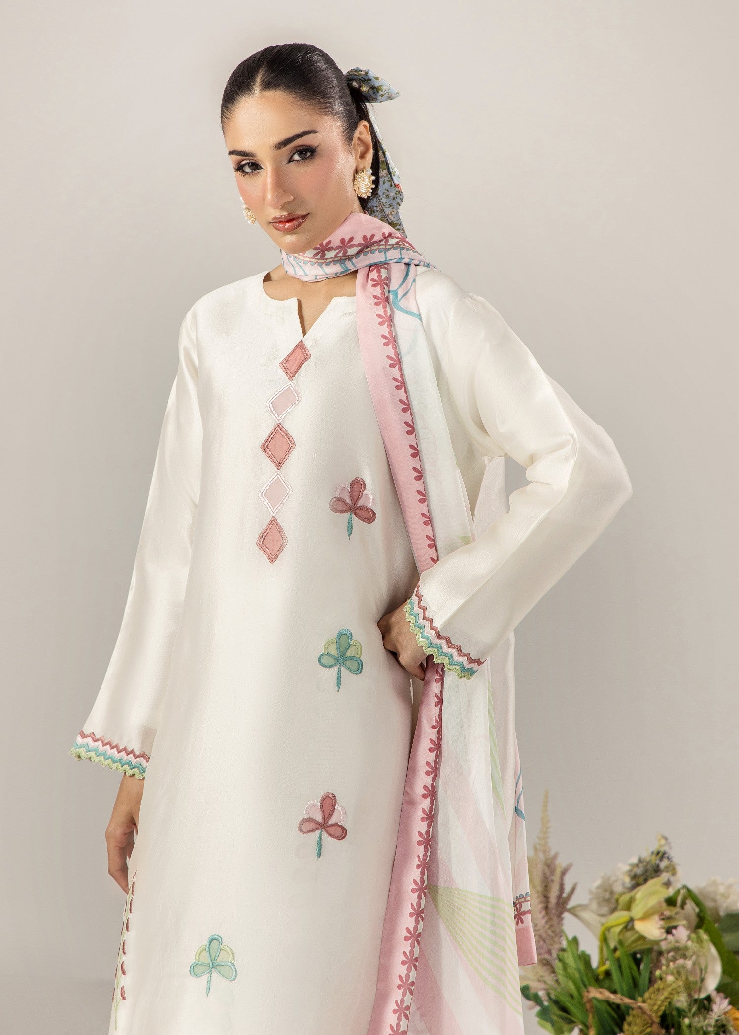 pure silk Kurta Set in White
