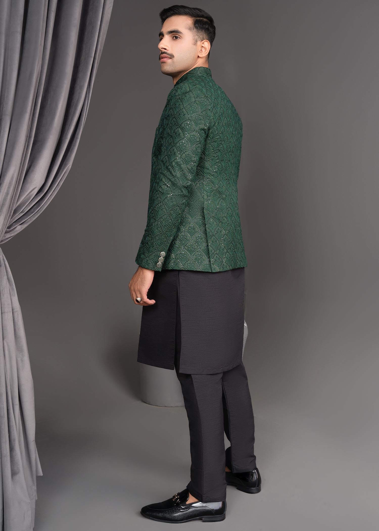 silk Prince Coat in Bottle green