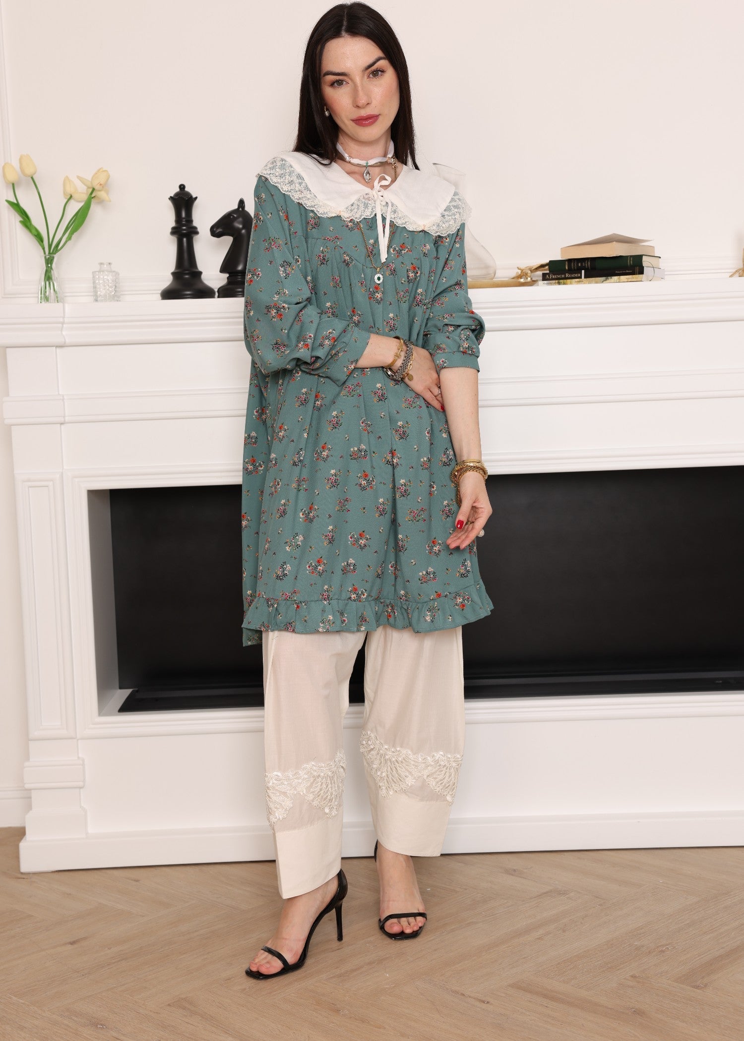 cotton Tunic in Steel teal