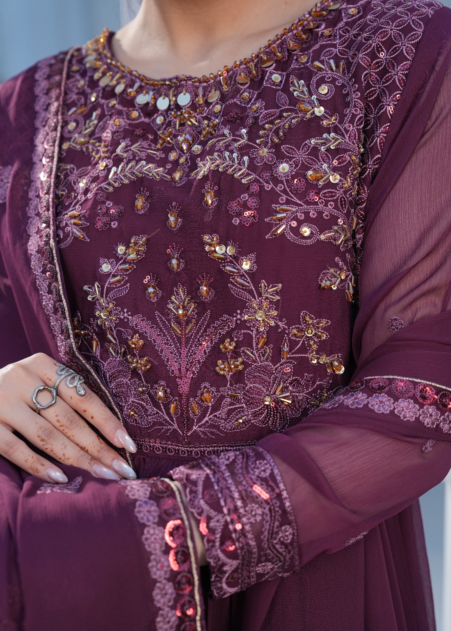 crinkle chiffon Maxi in Purple