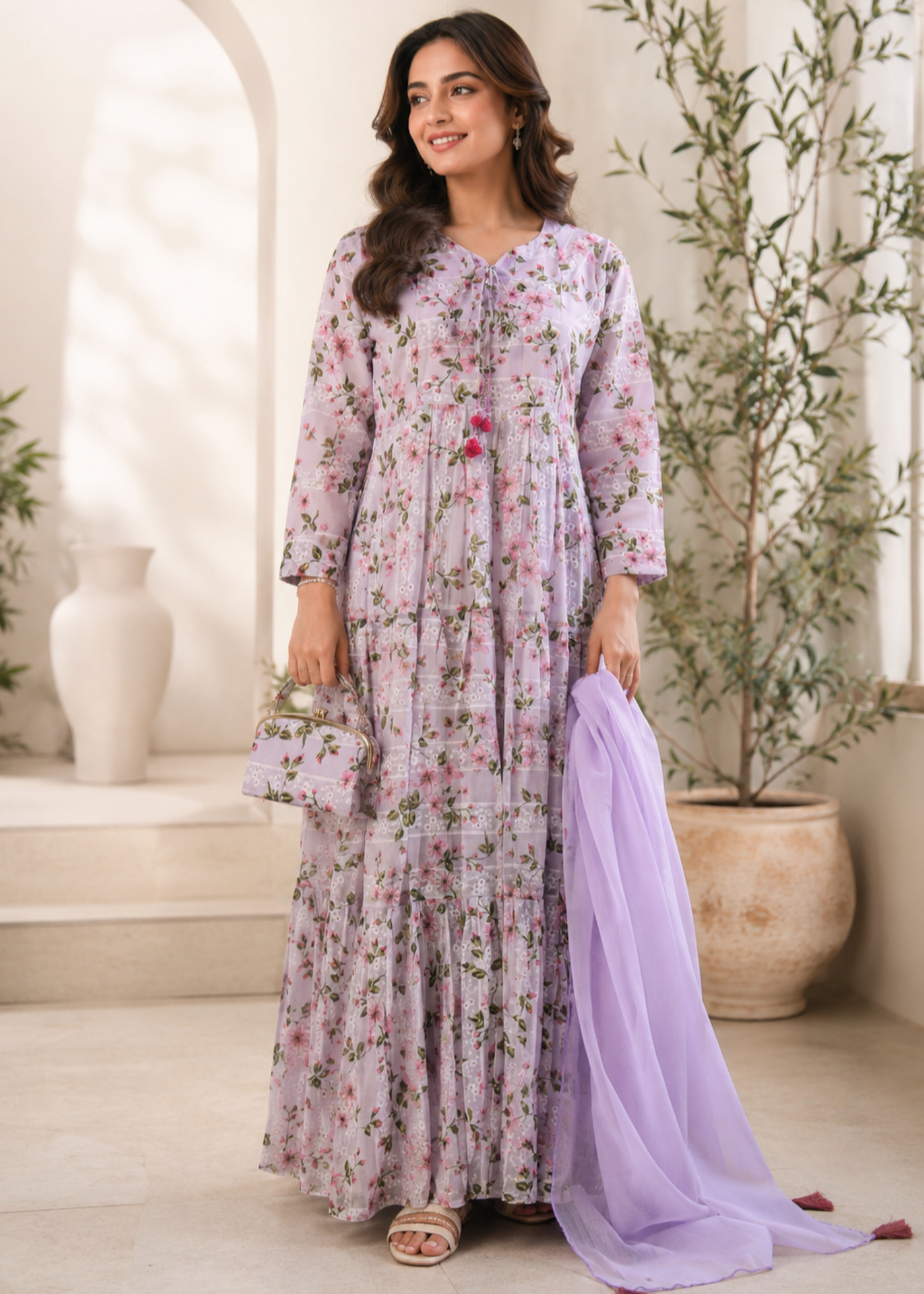 chiffon Maxi in Purple ash