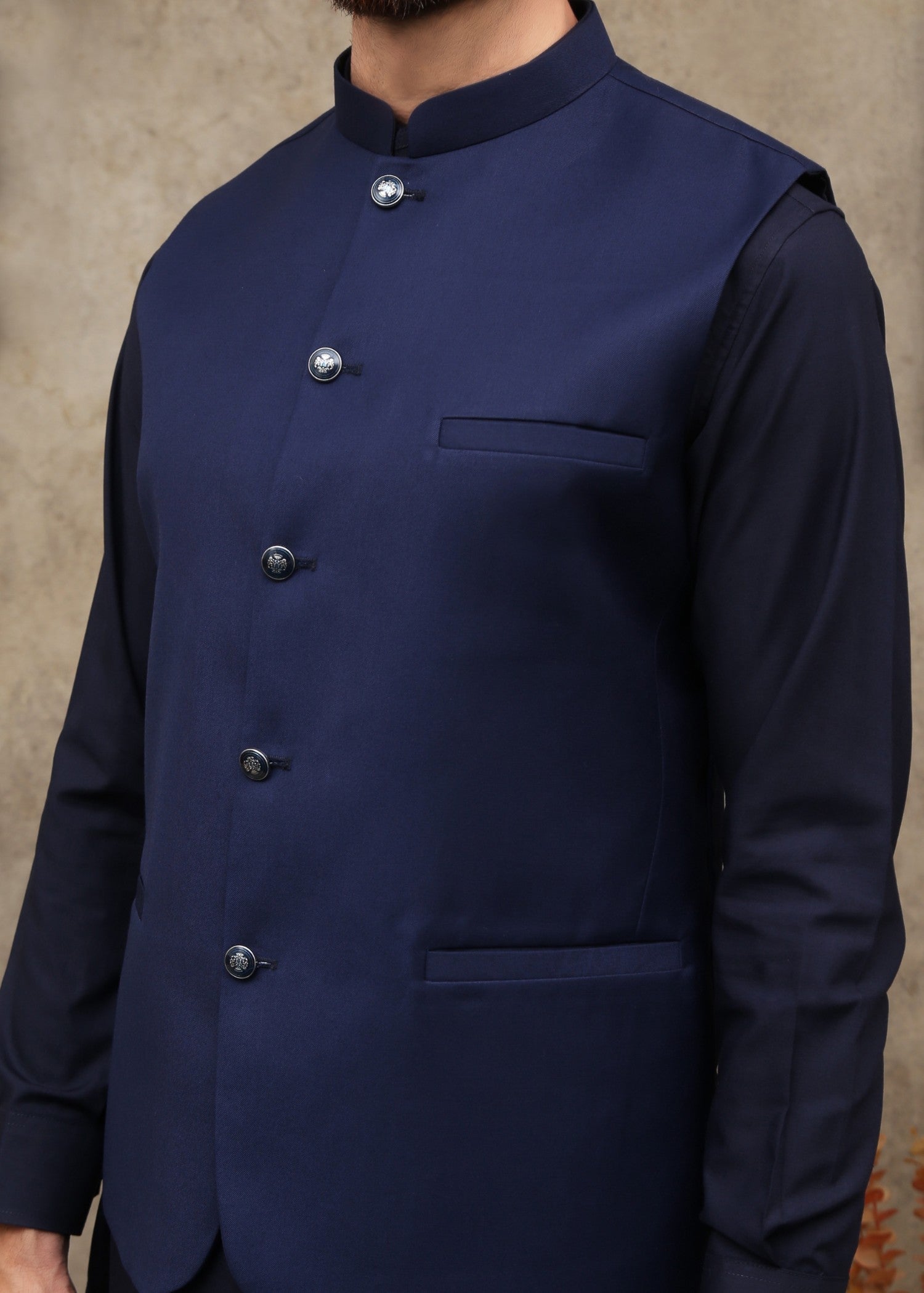 tropical Waistcoat in Navy blue