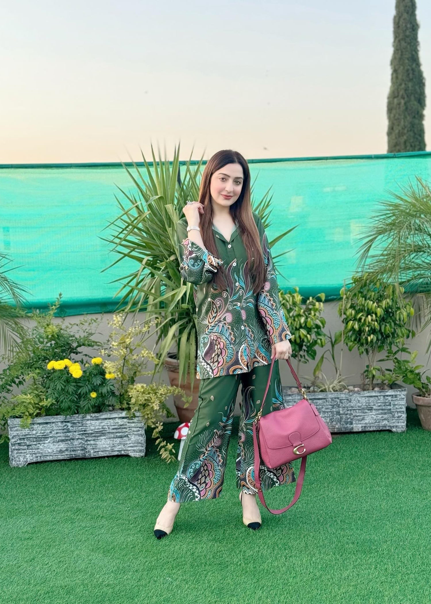 viscose thai silk Co ord Sets in Green