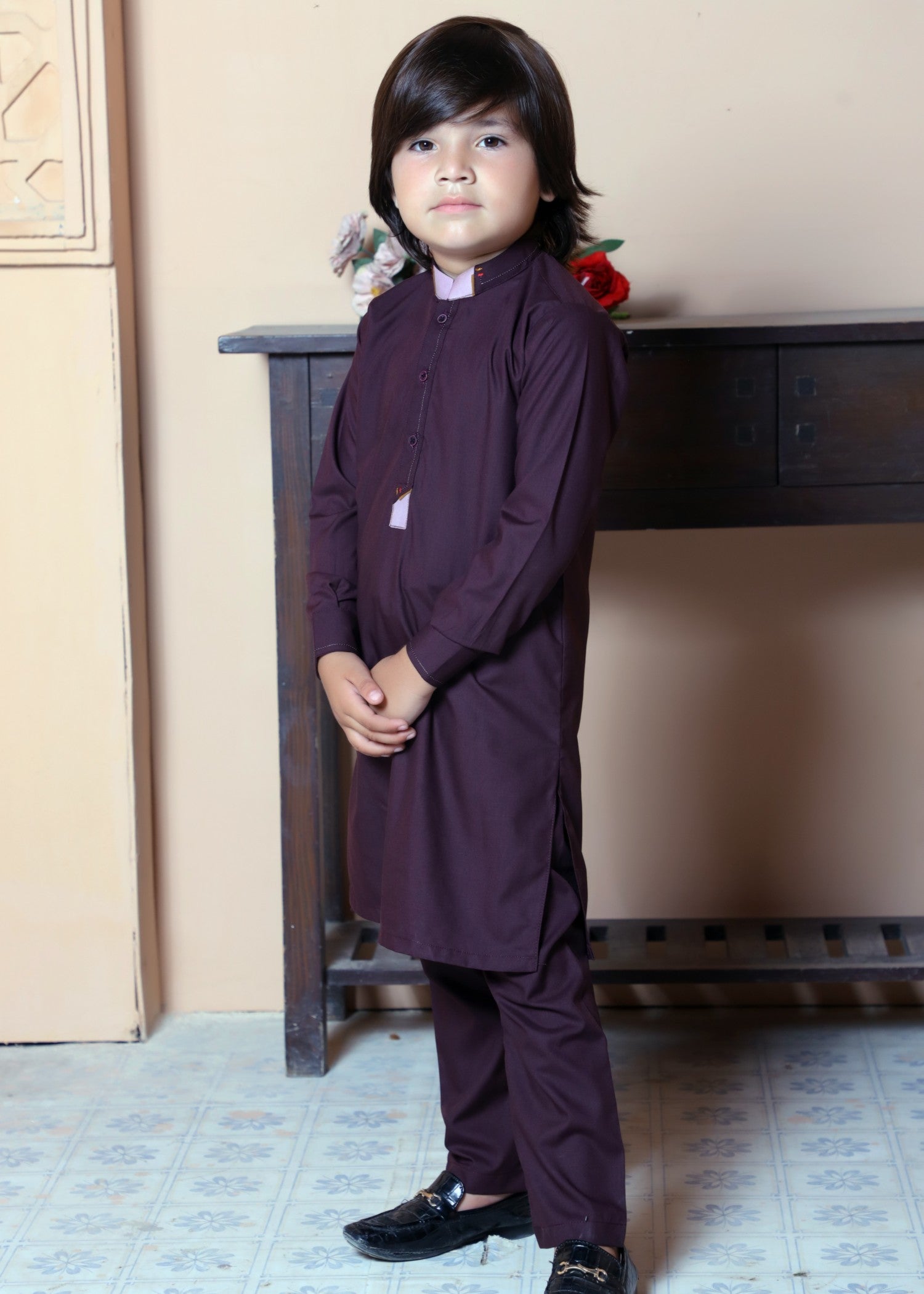 wash & wear Kurta Set in Maroon