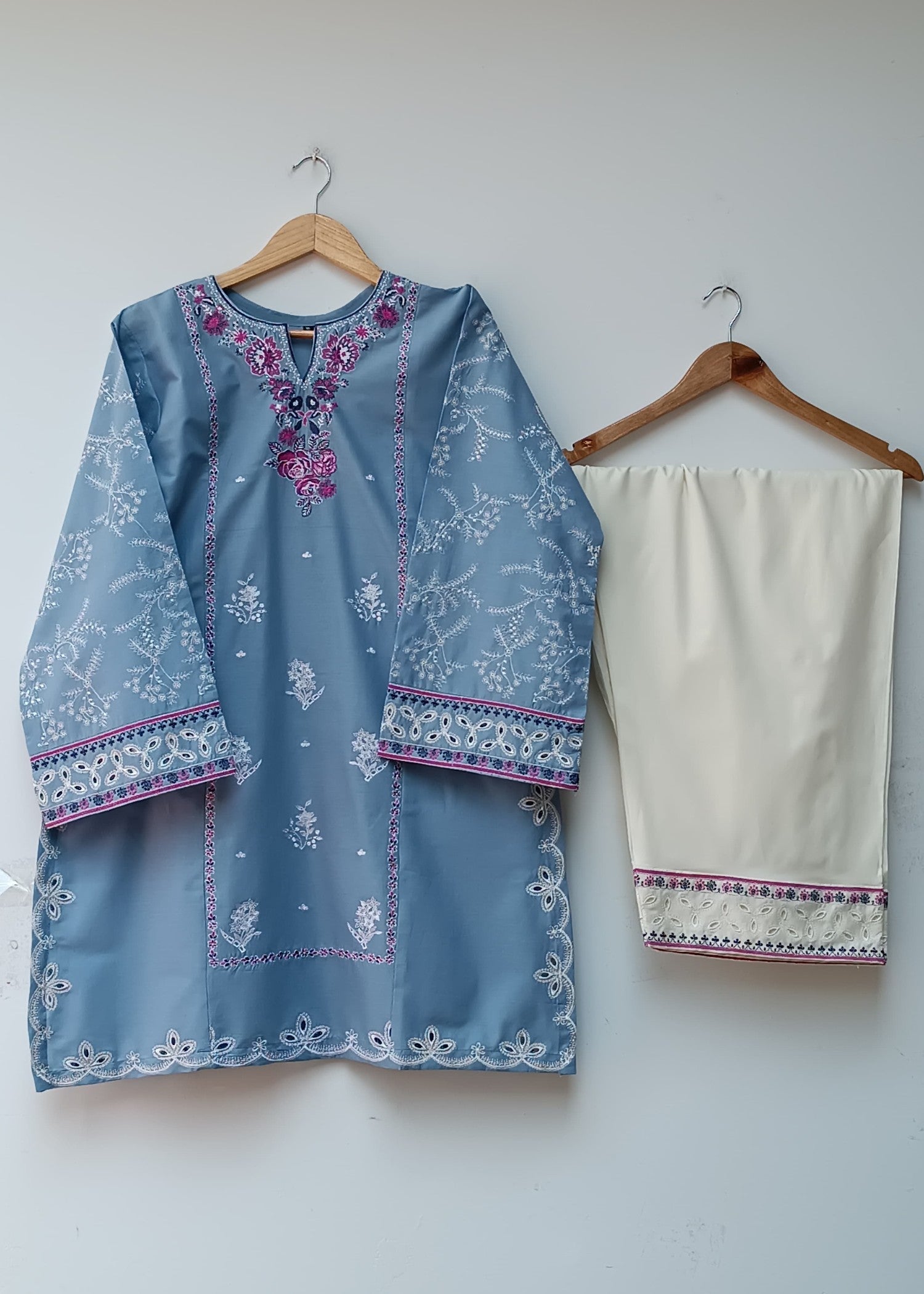 lawn Kurta Set in Carolina blue
