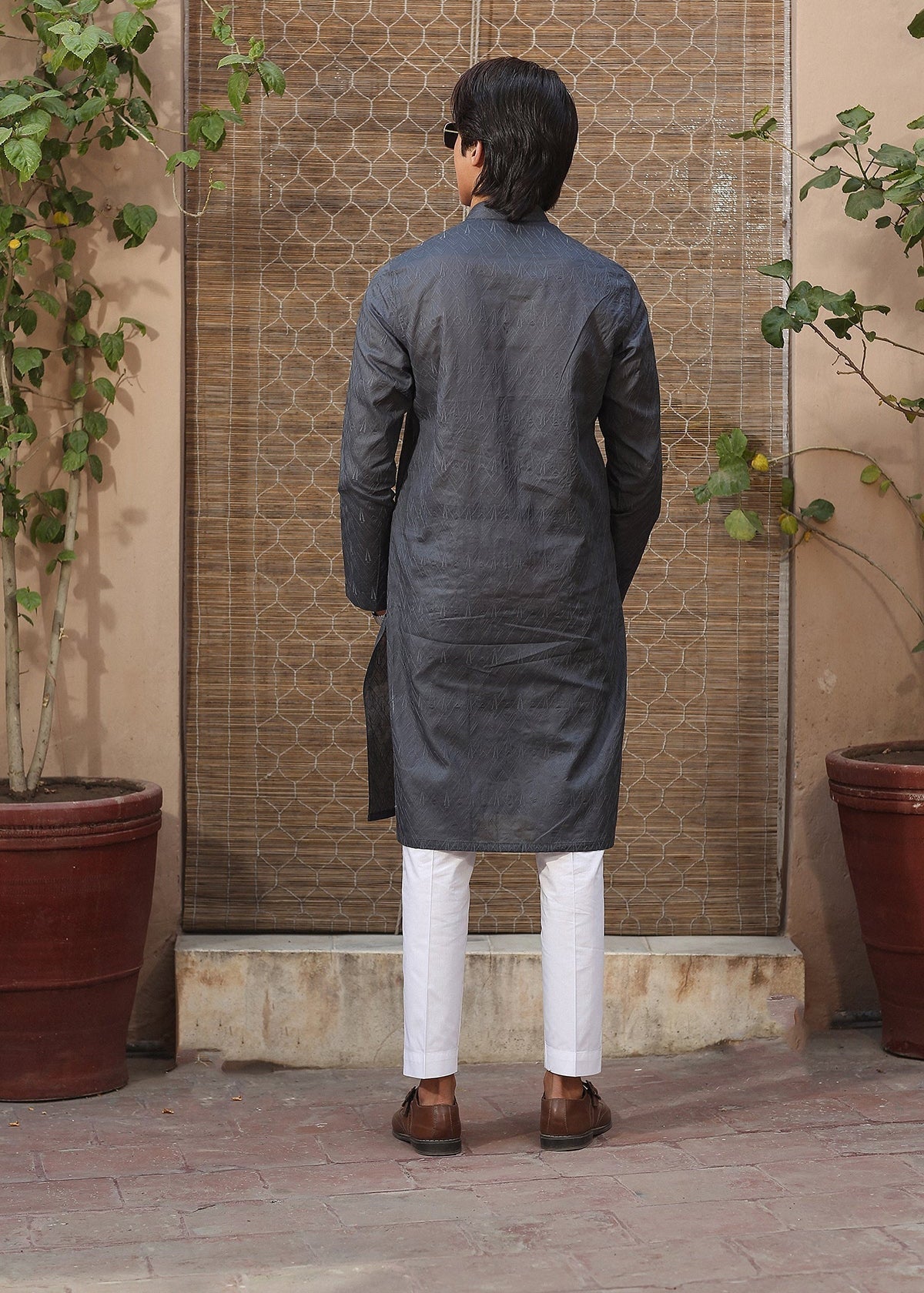 cotton Kurta in Graphite by Haris Hassaan