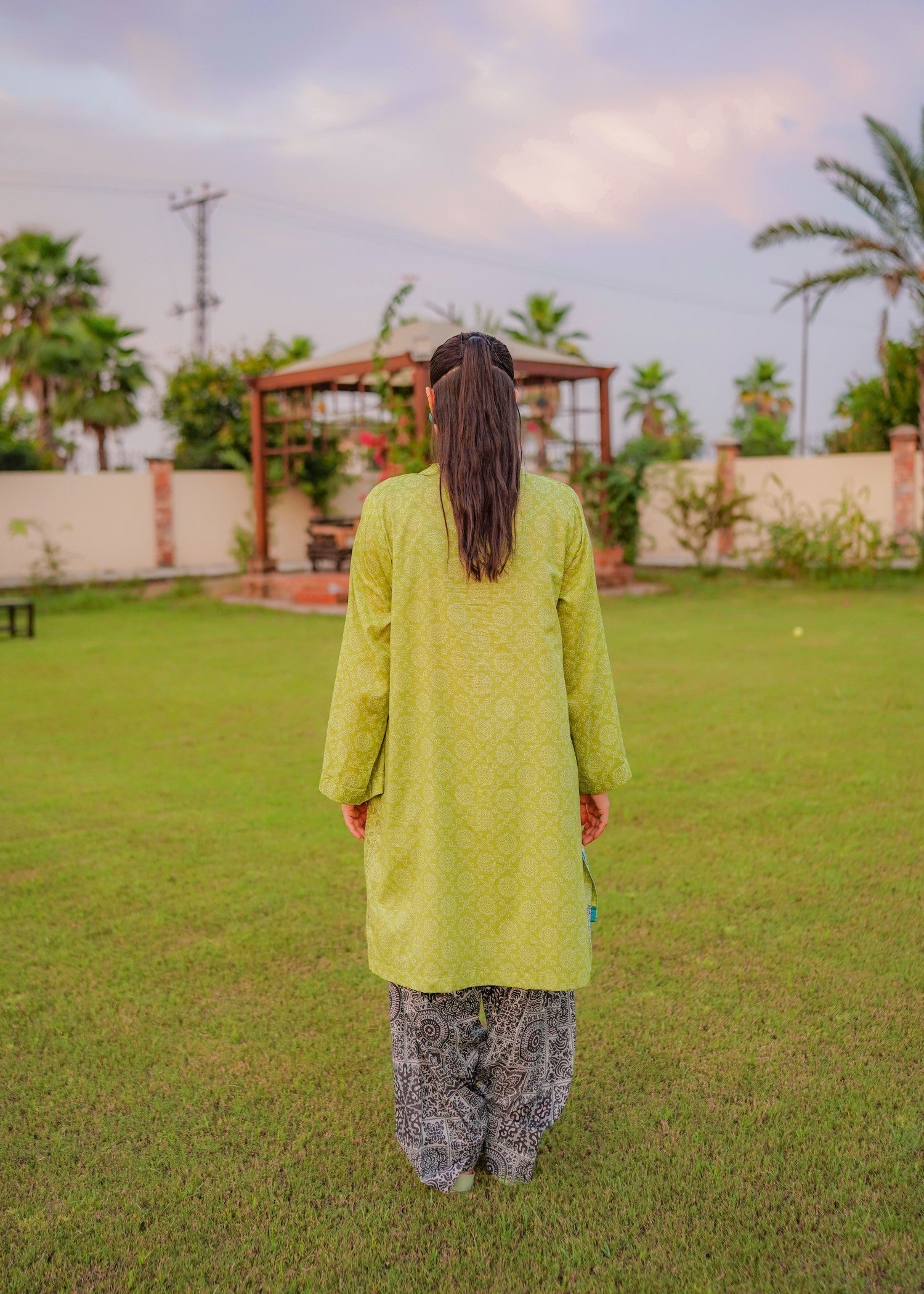 lawn Kurta Set in Pastel green
