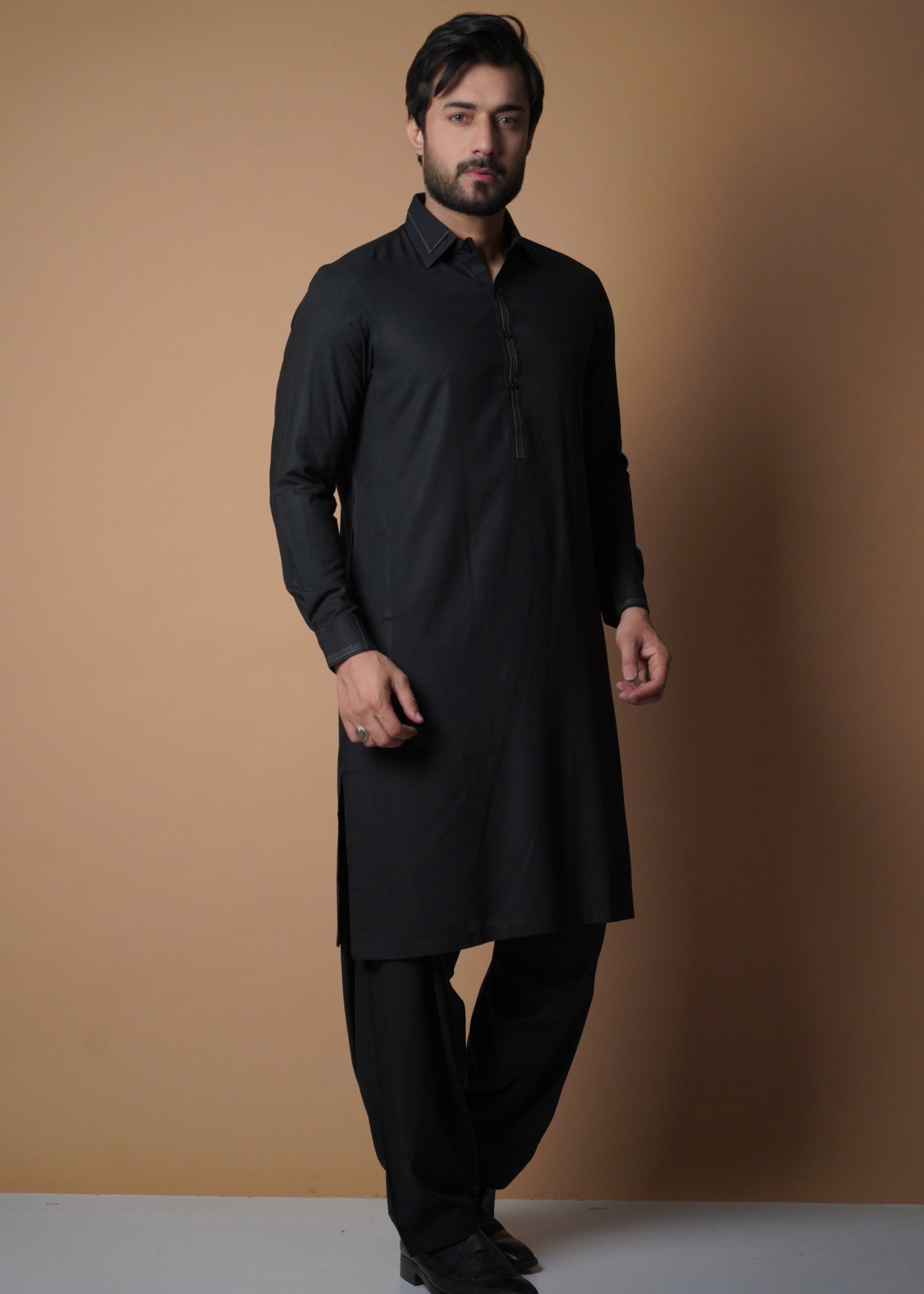 cotton viscose Shalwar Kameez in Black