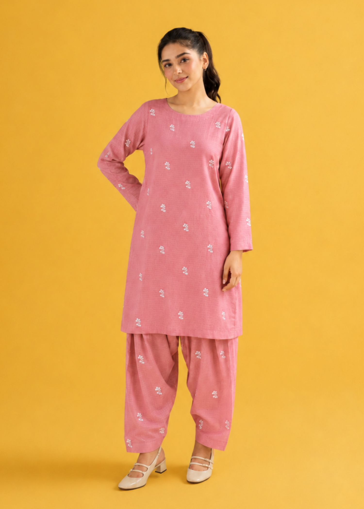 lawn Co Ord Sets in Rose pink