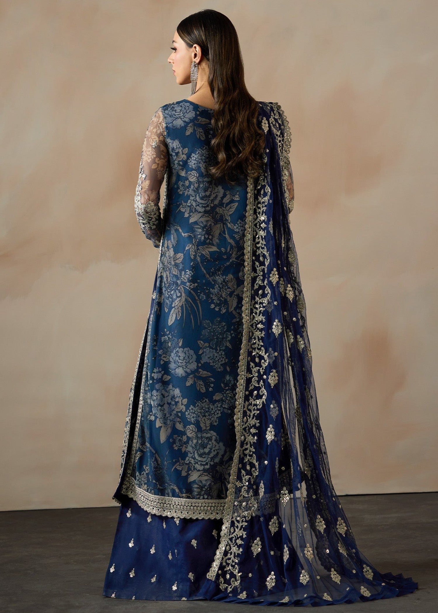 chiffon Lehenga in Dark blue