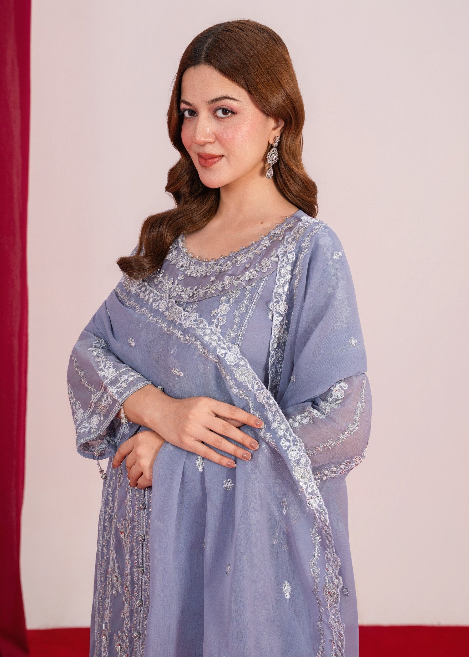 chiffon Pishwas in Bluebell