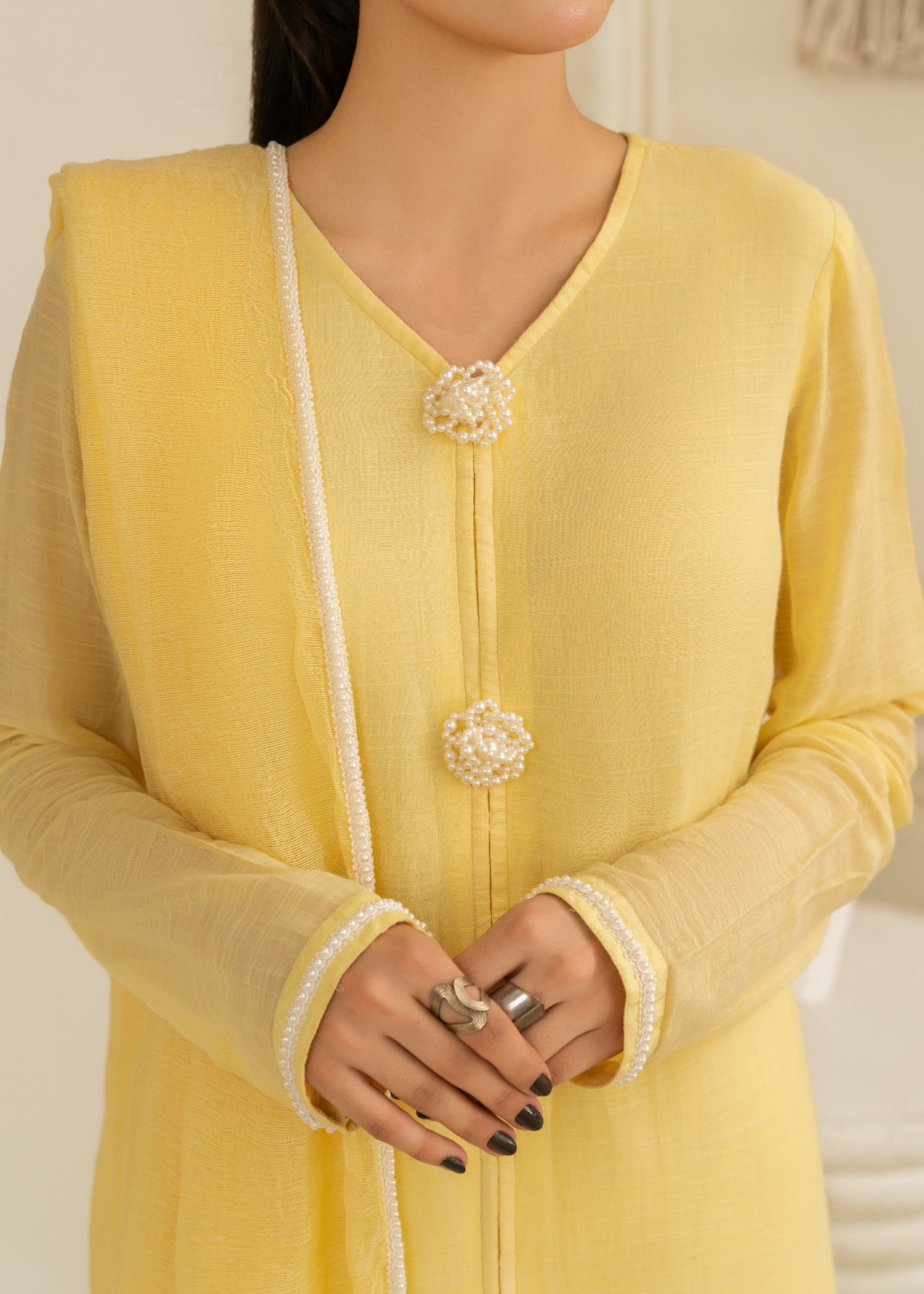 chiffon Kurta Set in Butter