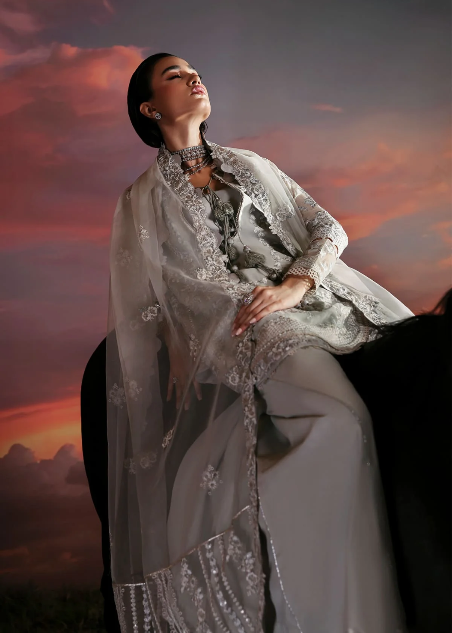 chiffon Sharara in Ash grey