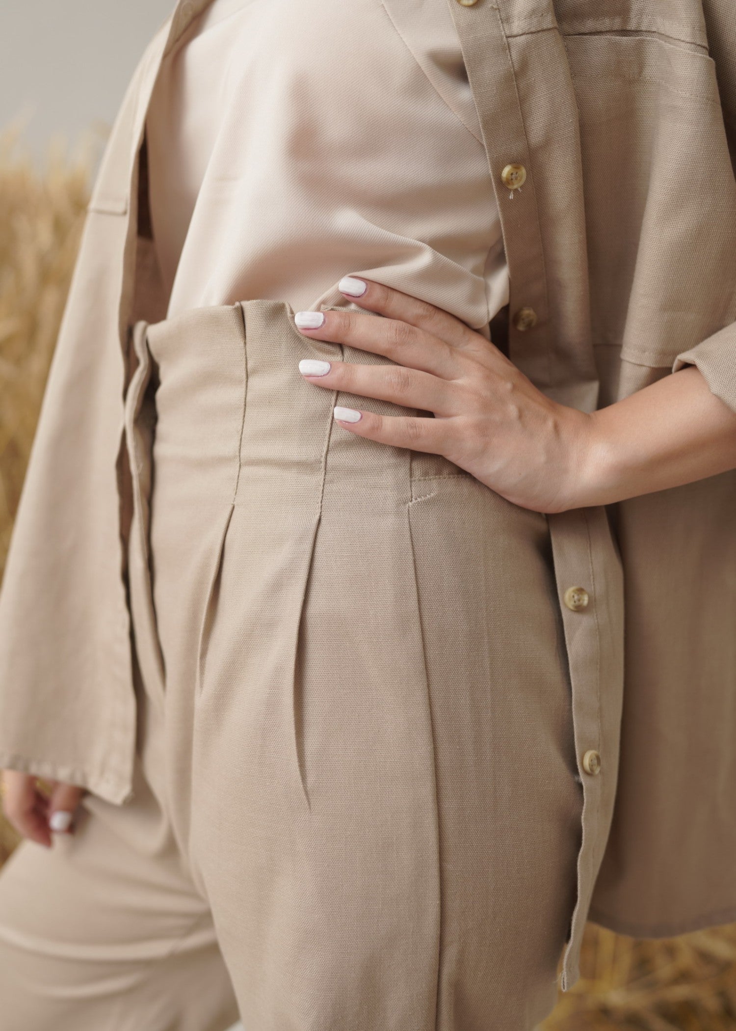 canvas Co Ord Sets in Khaki brown