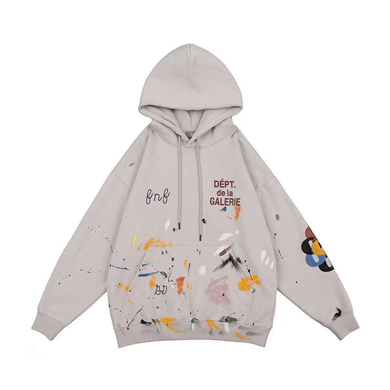 Graffiti Splash Ink Hip Hop High Street Distressed Retro Hoodie for Men and Women