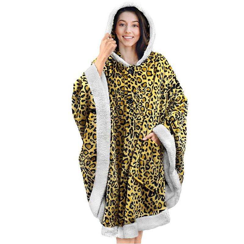 Flannel Double Pocket Soft Plush Cloak