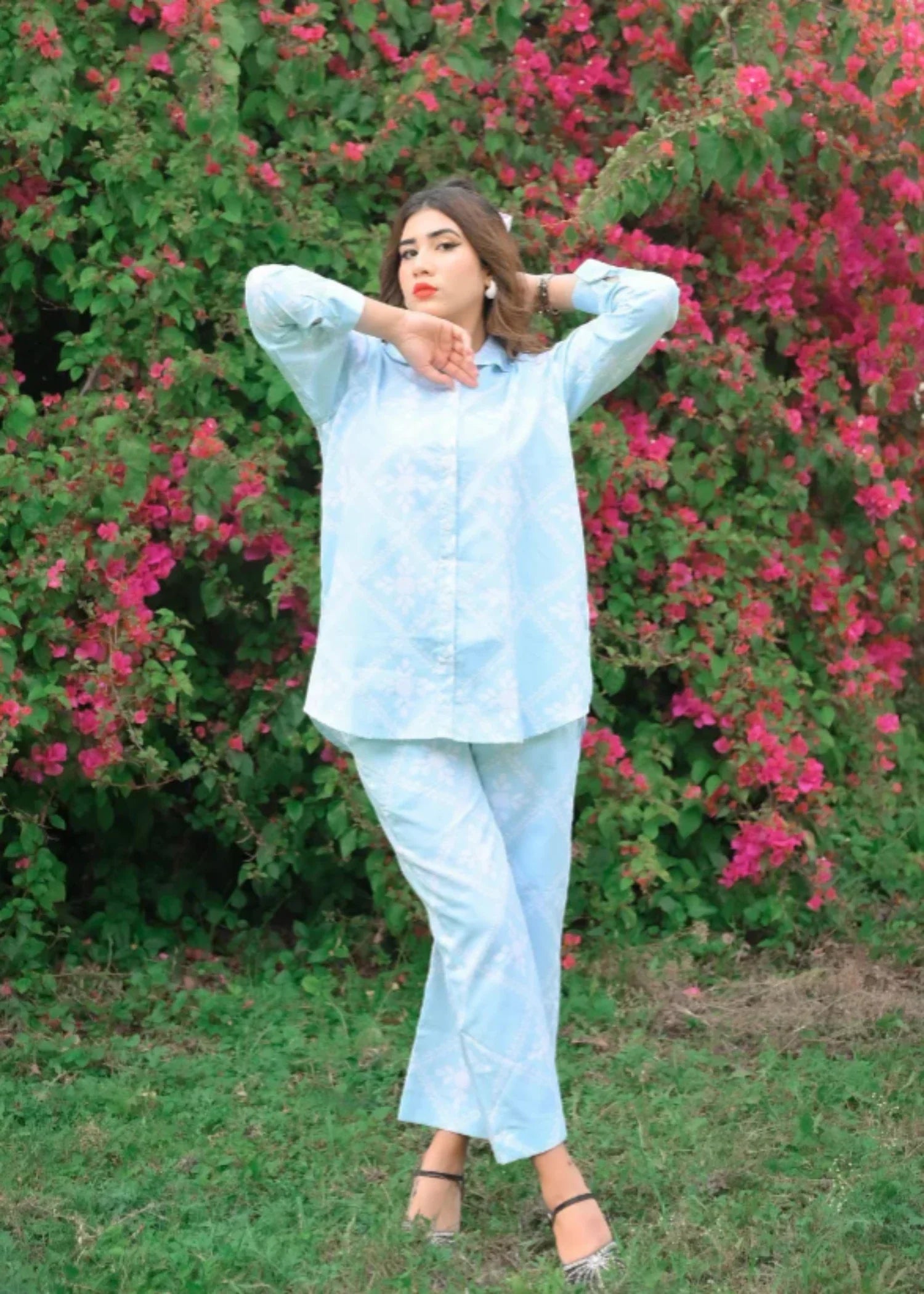 cotton Co Ord Sets in Powder blue