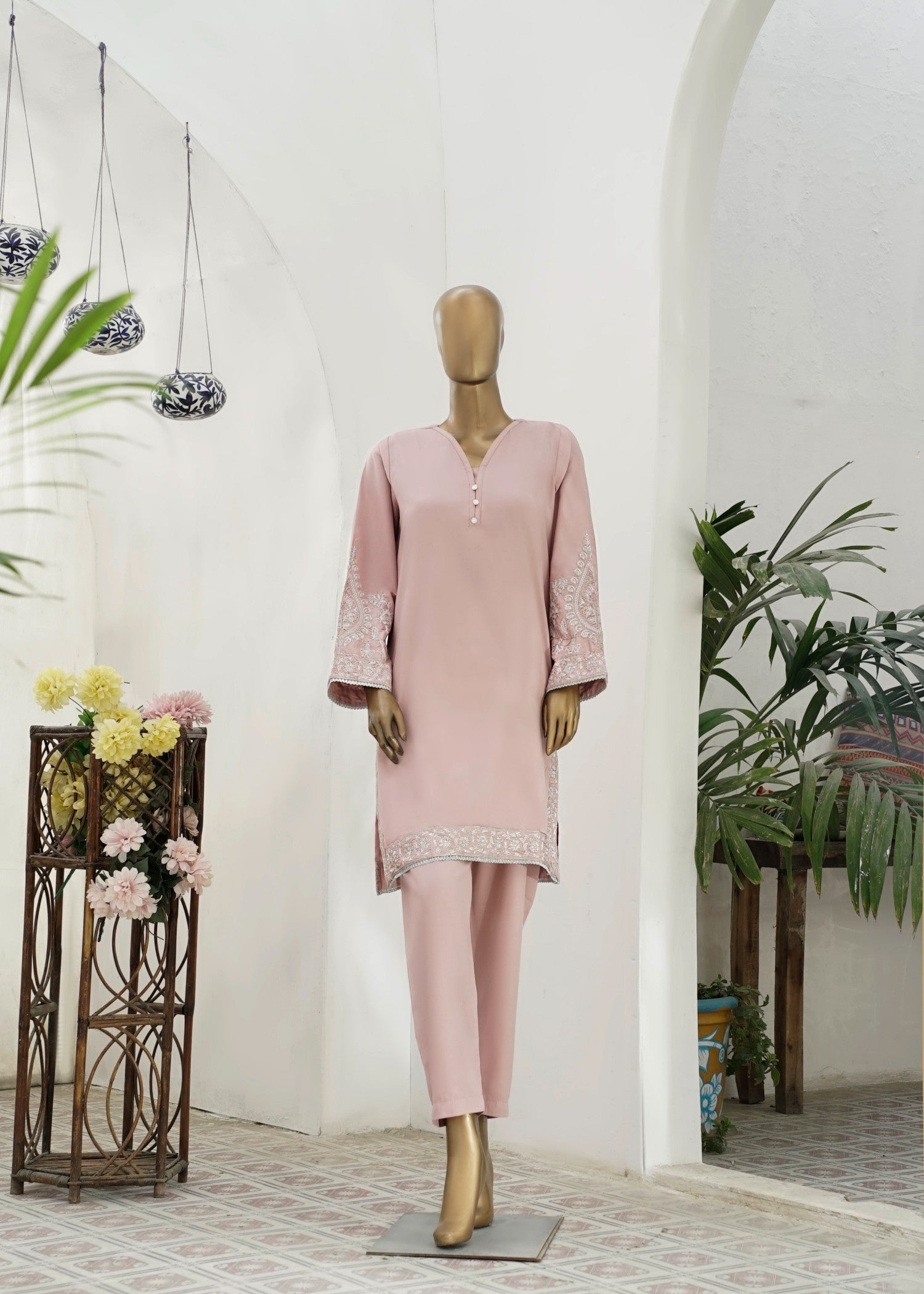 poly viscose Kurta Set in Pink
