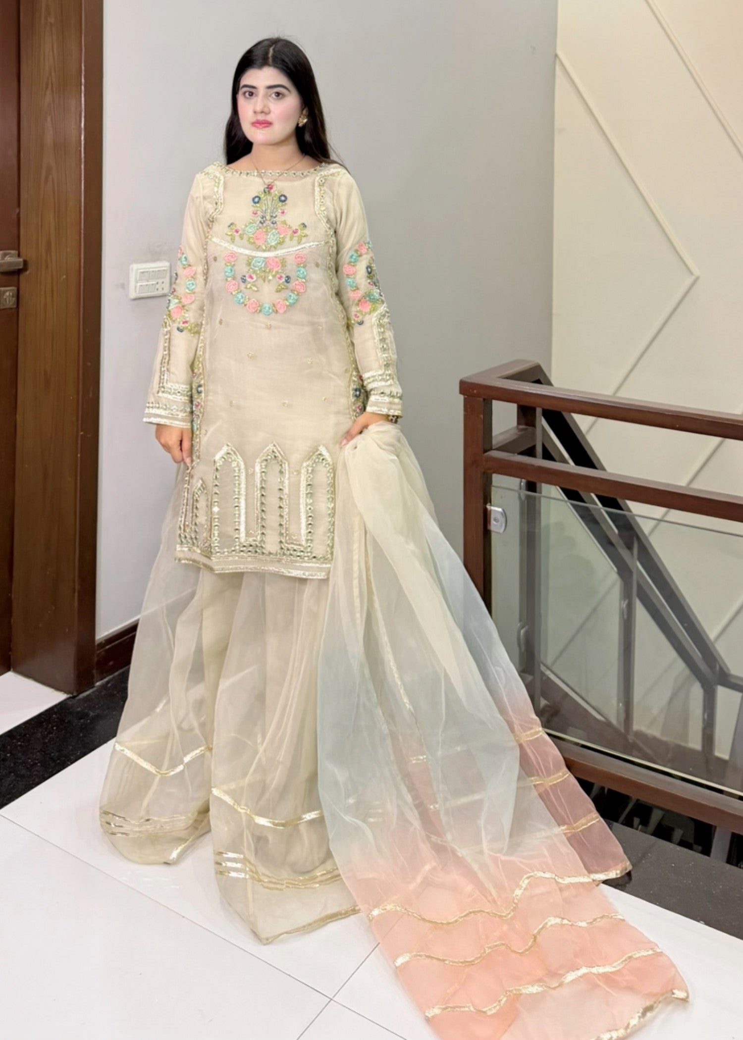 organza Sharara in Snow
