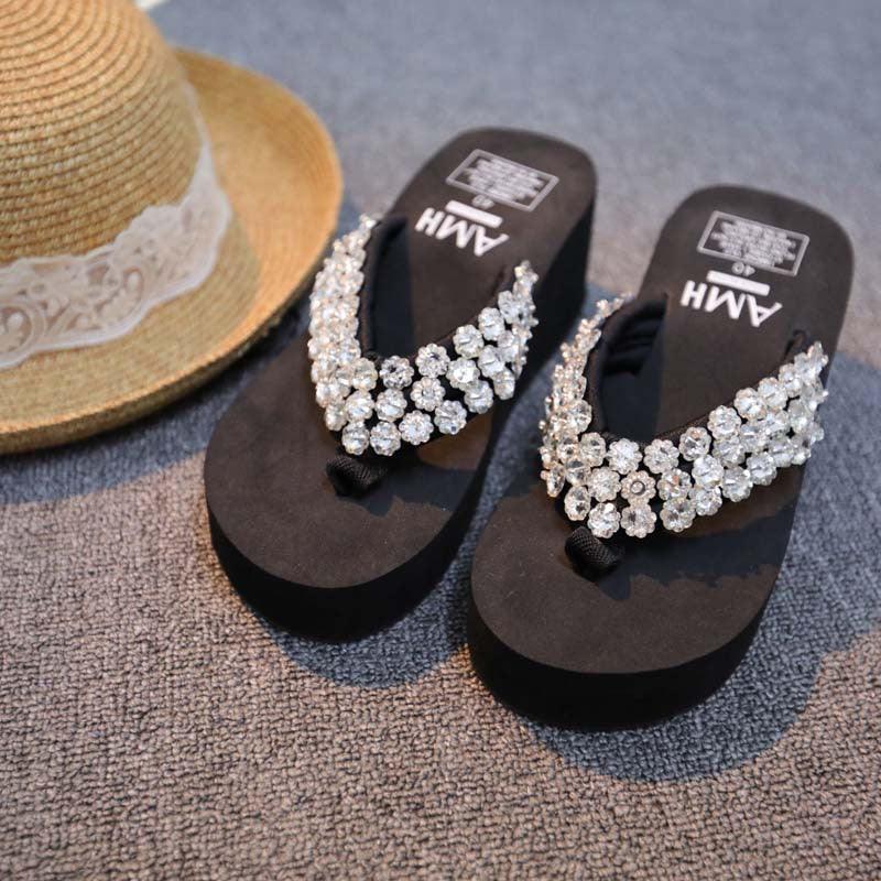 Crystal Plum Wedge Platform Women's Sandals
