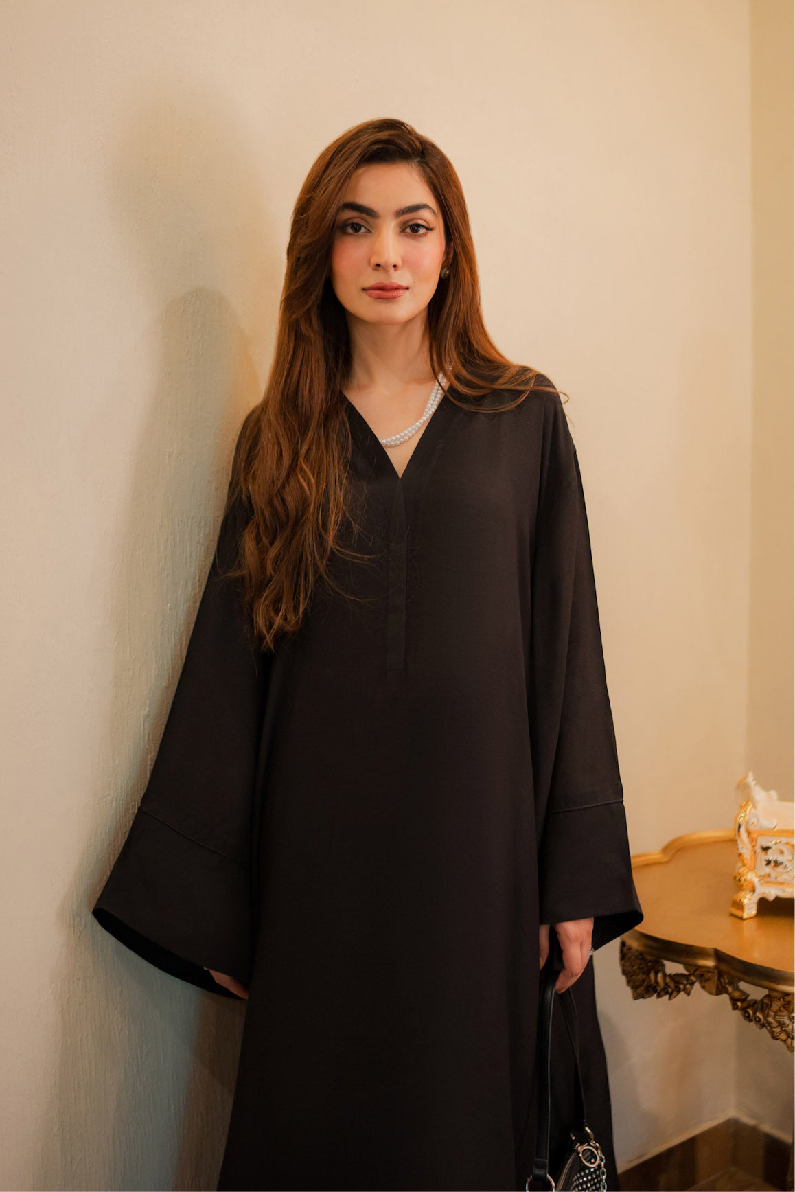 silk Pishwas in Black