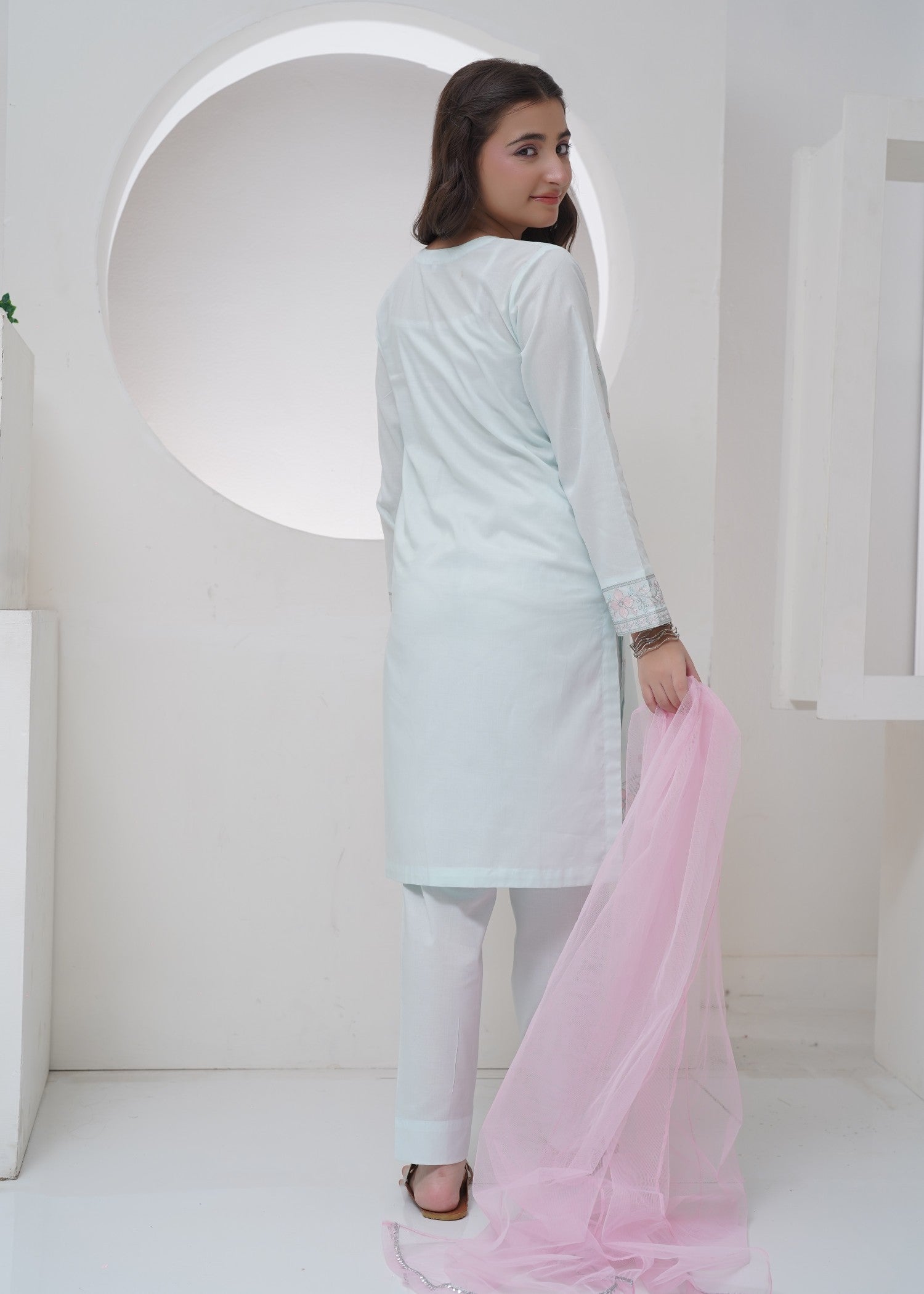 cotton Kurta Set in Light blue