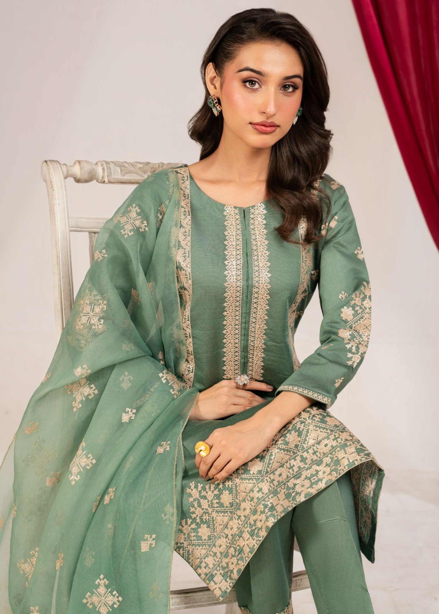 cotton masuri Kurta Set in Sea green