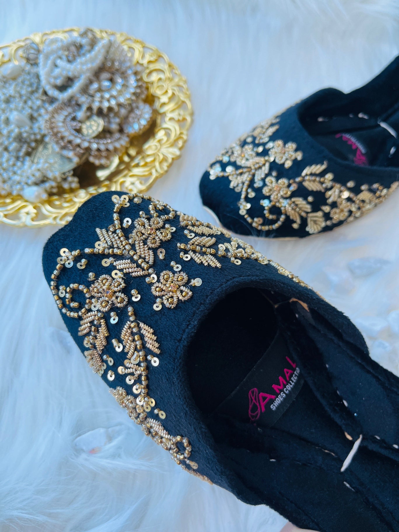 Khussa in Black by - High Quality Women Khussa DJK7618