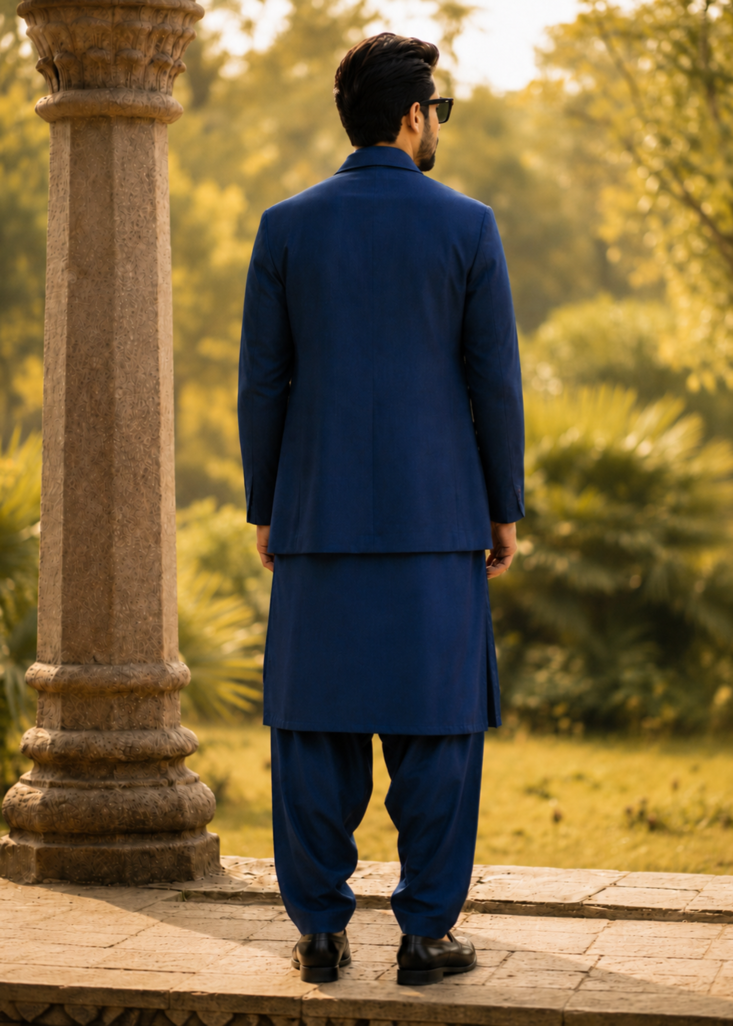 wash & wear Prince Coat in Navy blue
