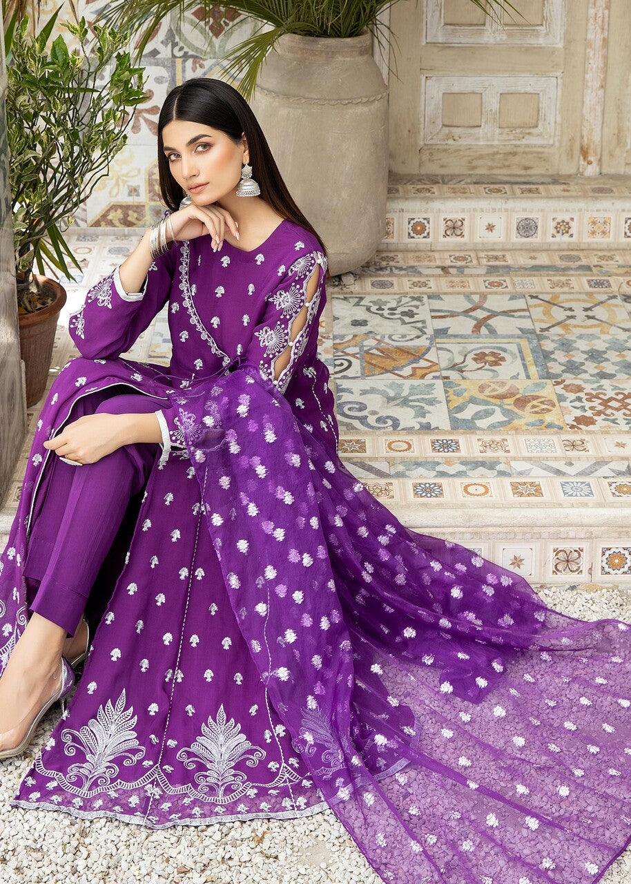 chiffon Angrakha in Purple