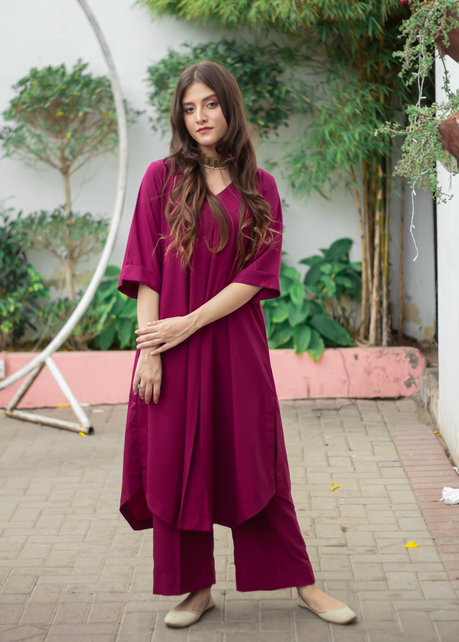 poly grip Co Ord Sets in Magenta