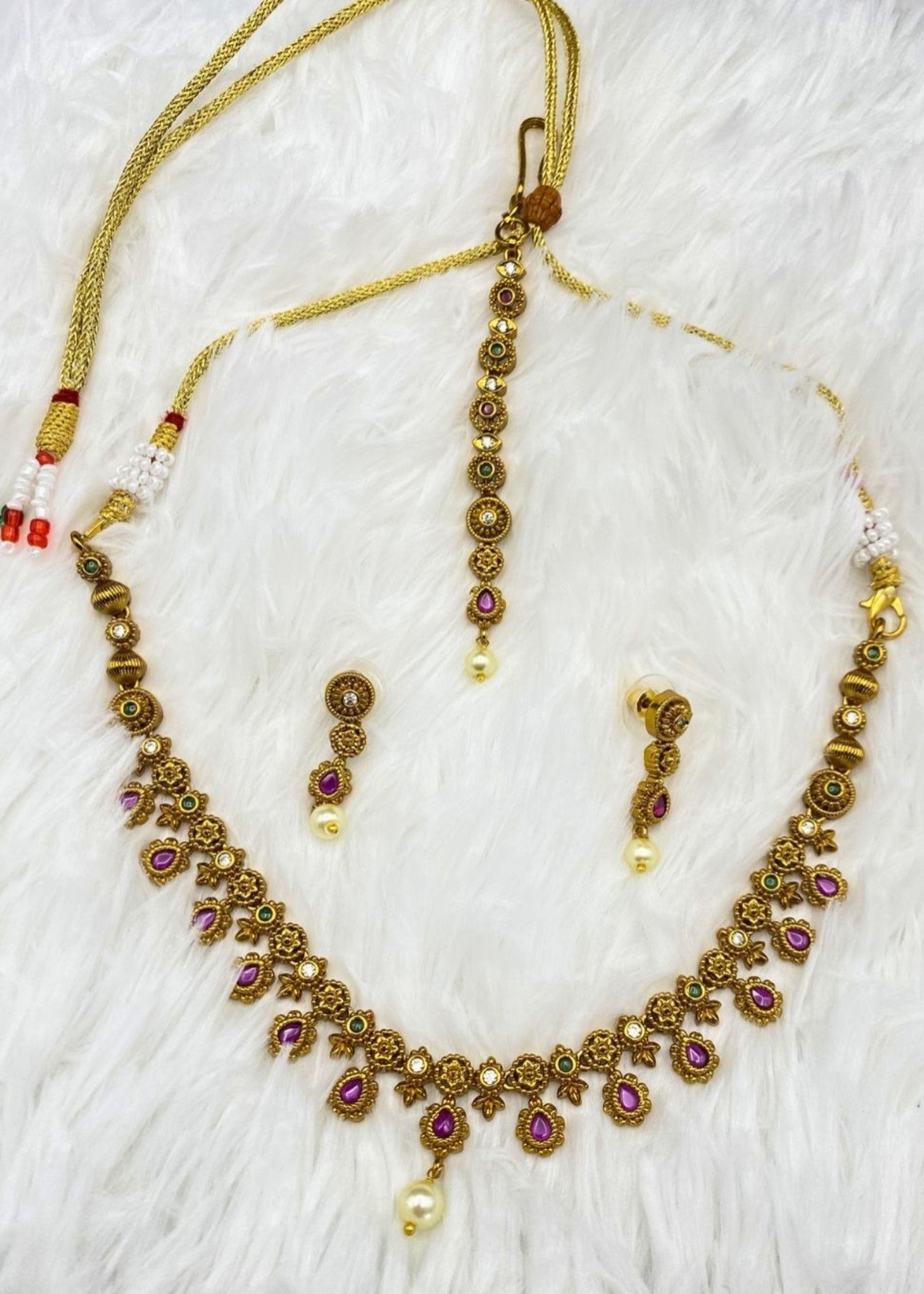 Jewelry Set in Ruby red Color by - Trendy Women Jewelry Set RZF8171