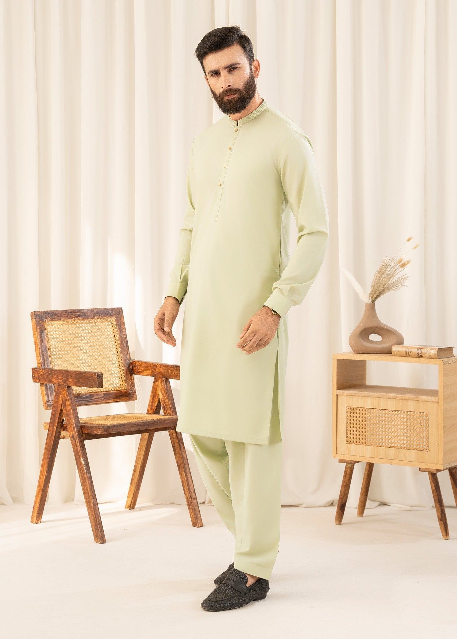 wash & wear Shalwar Kameez in Key lime