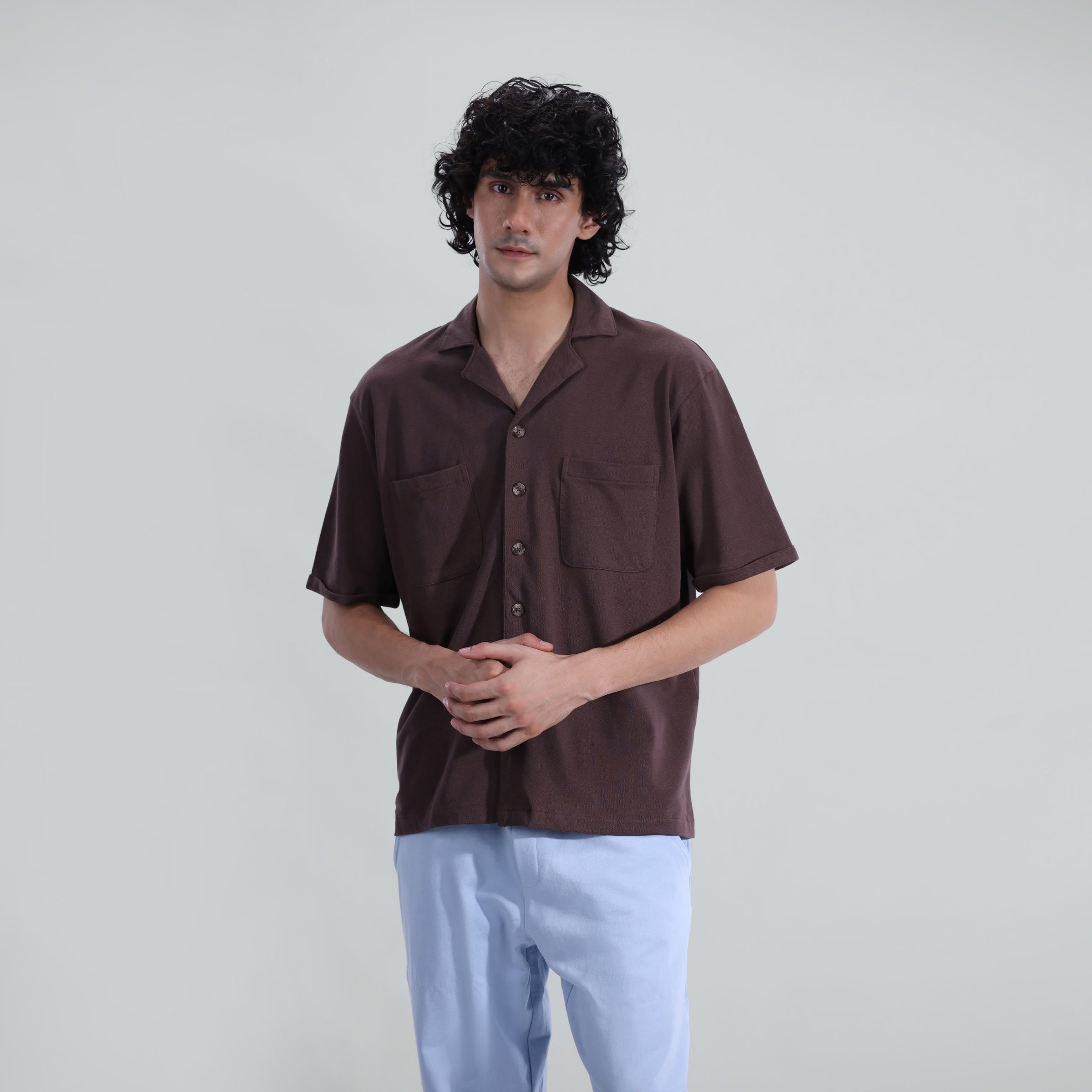 cotton Casual Shirt in Brown