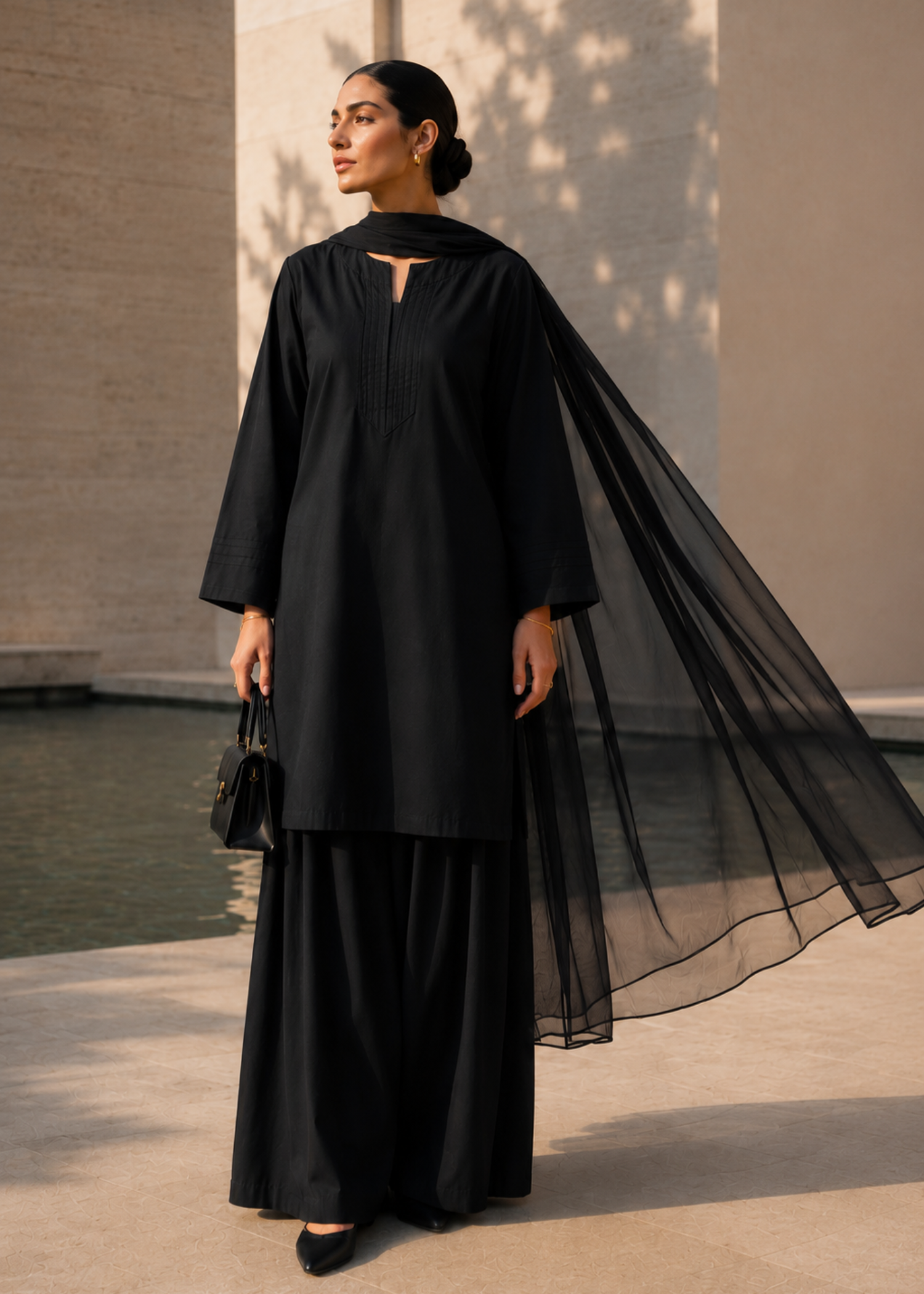 pure cotton Kurta Set in Black