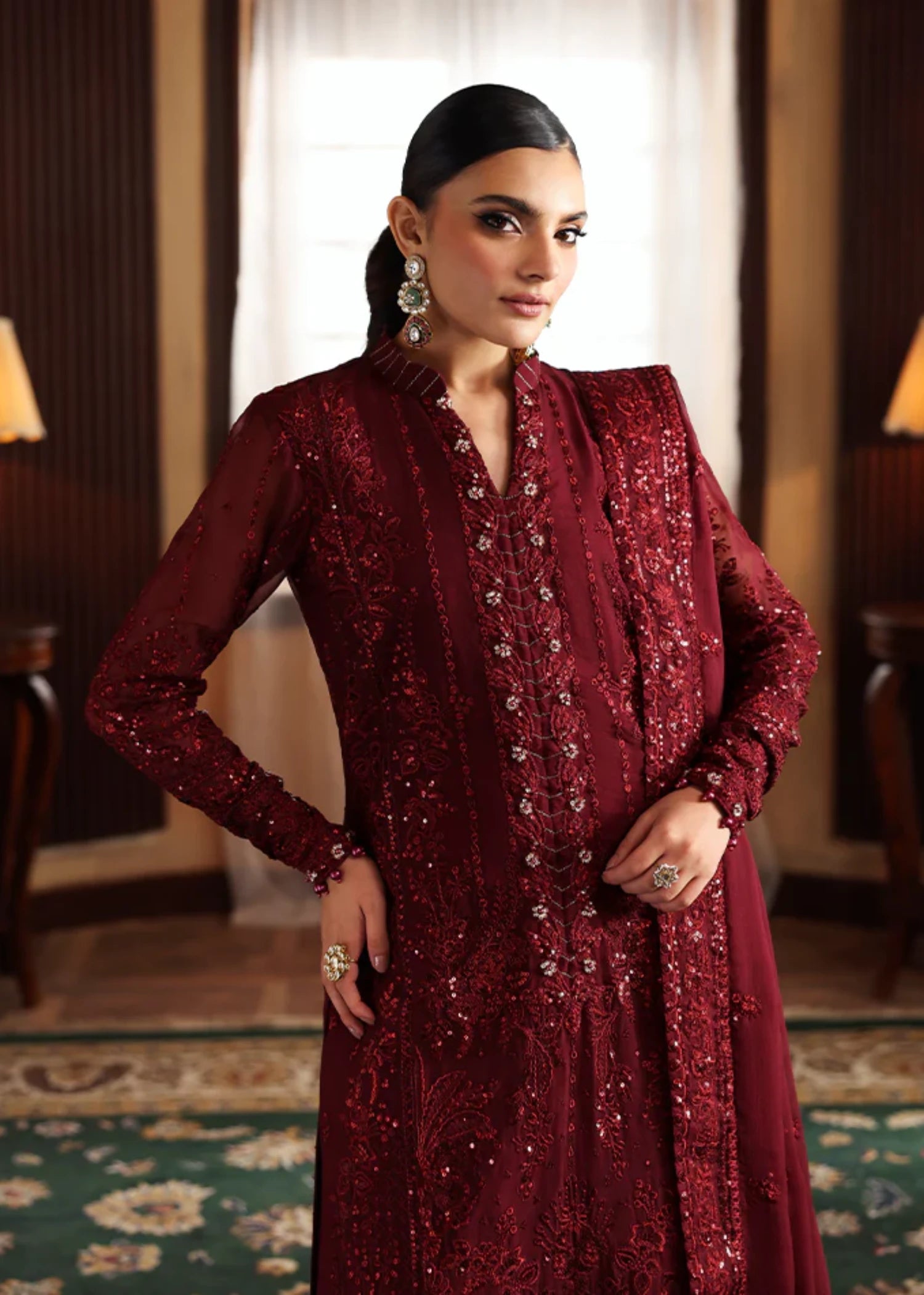 chiffon Sharara in Blood red