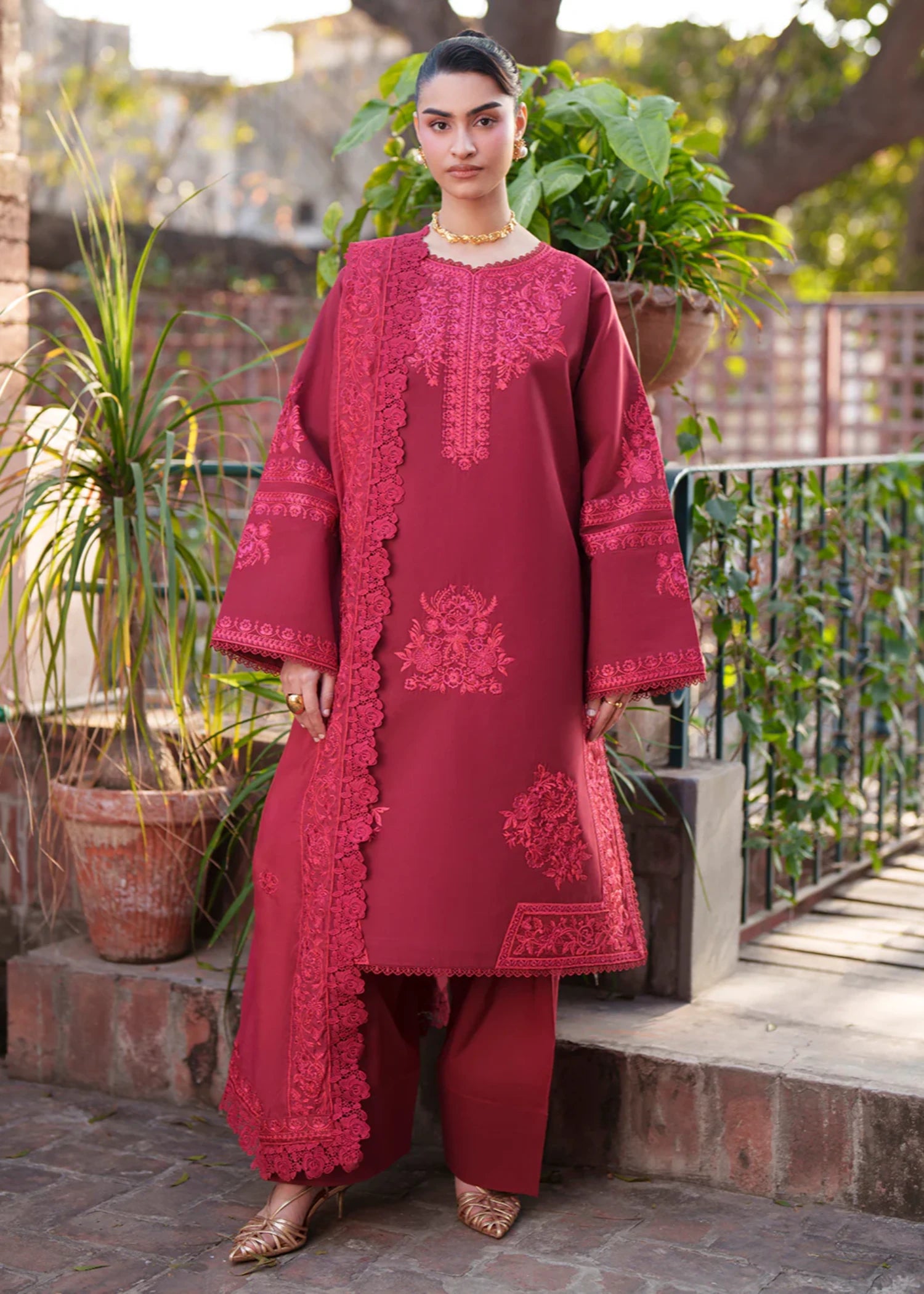 lawn Unstitched in Crimson