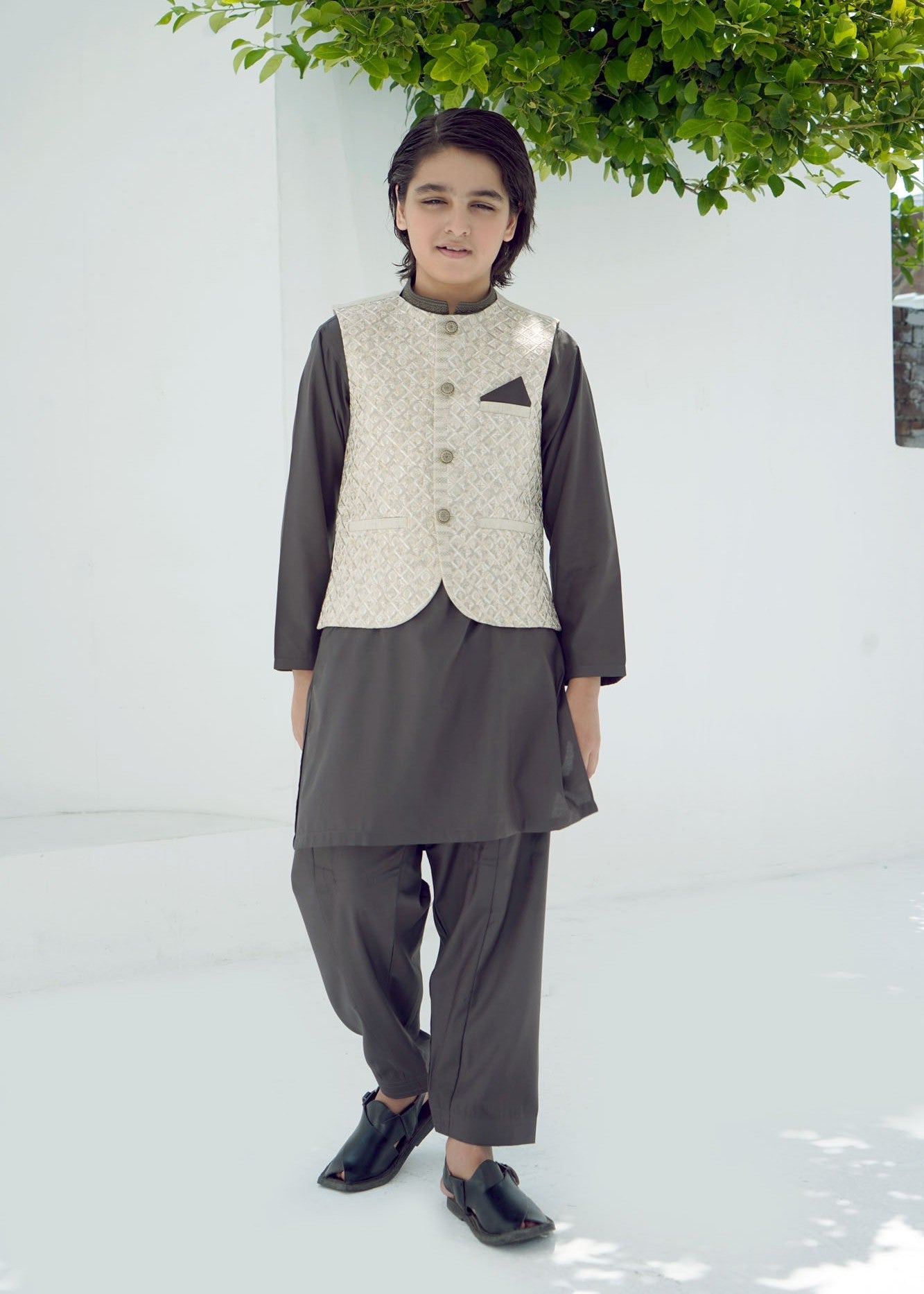 wash & wear Waistcoat in Charcoal black
