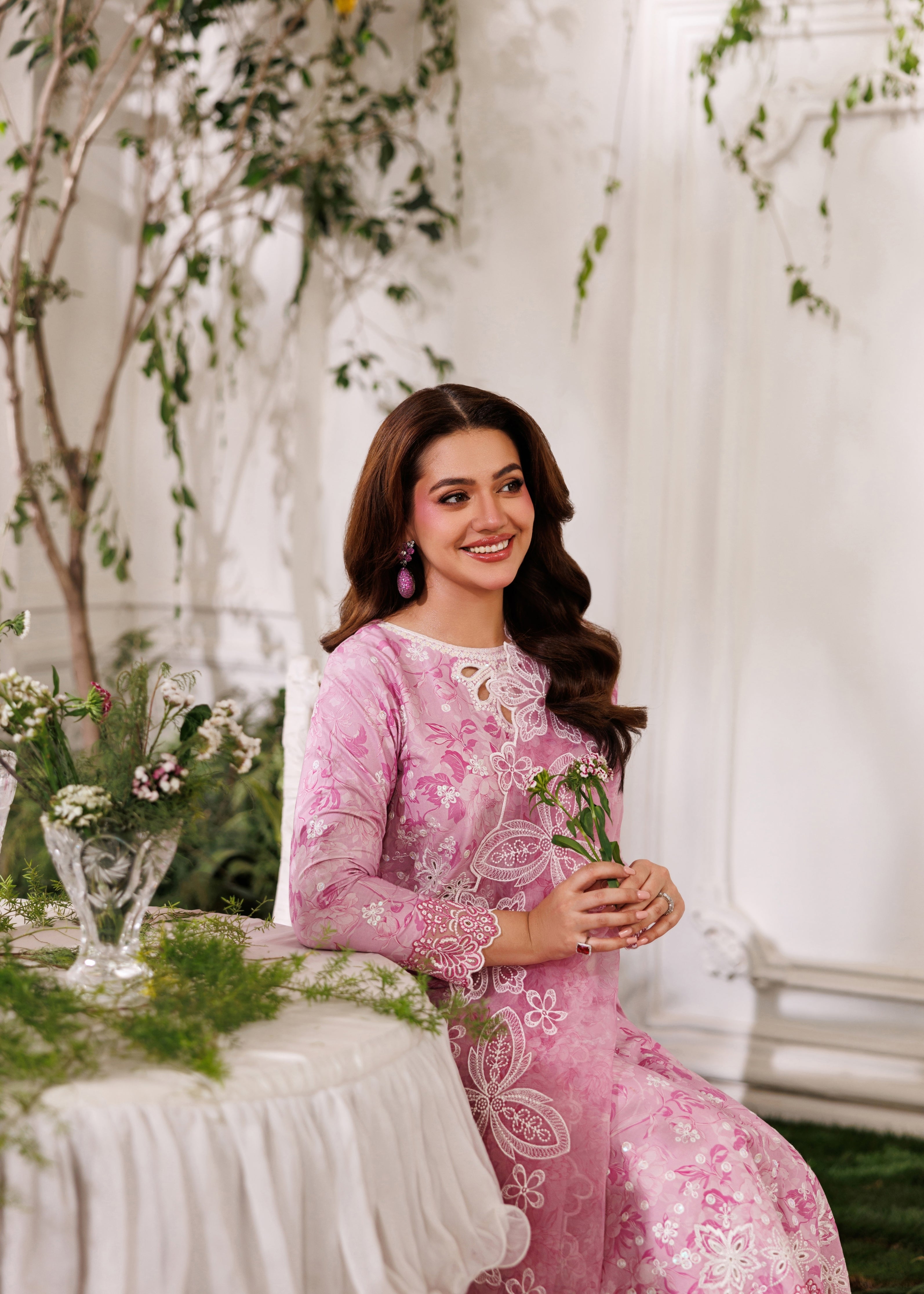 poly organza Kurta Set in Pink