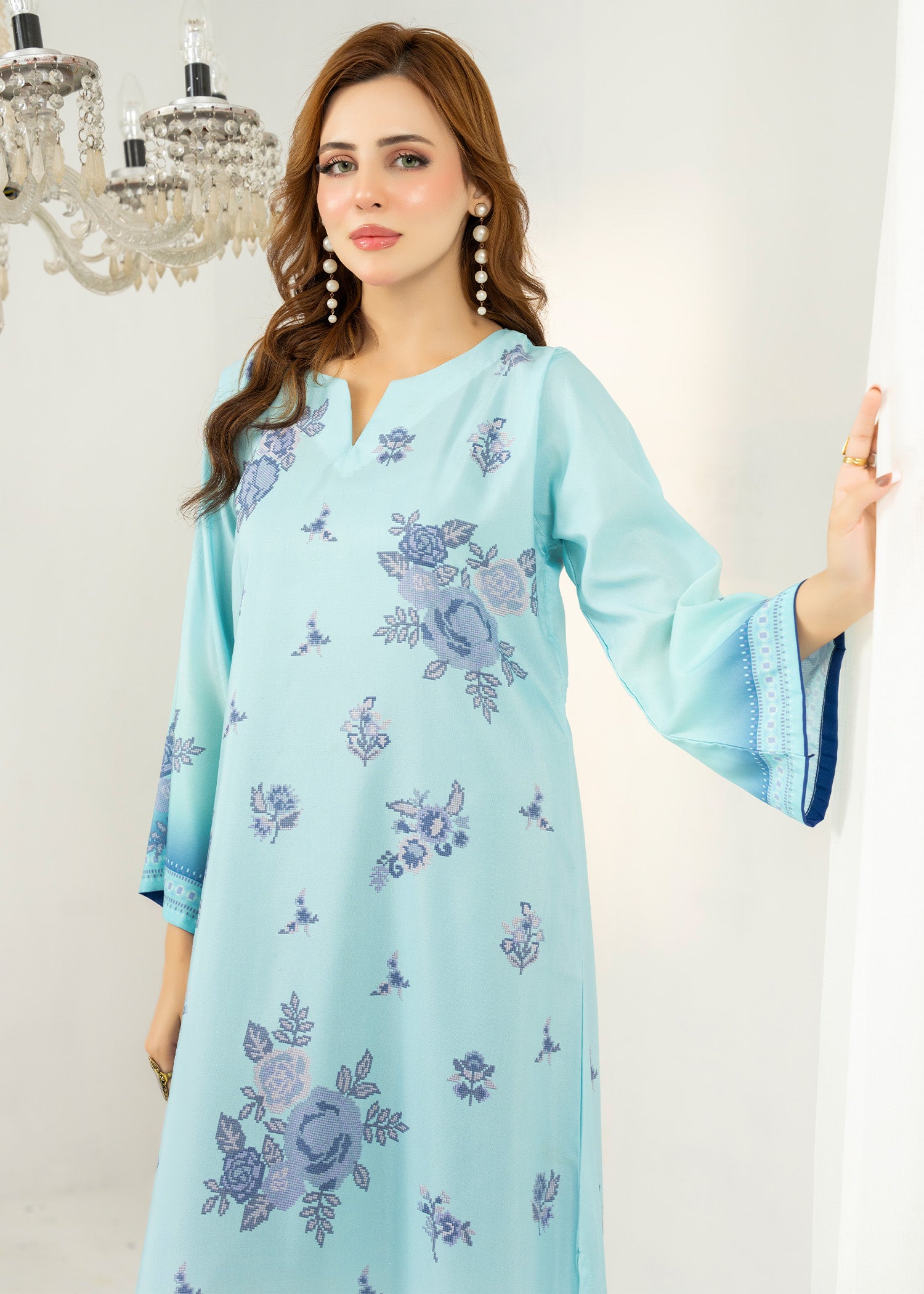 lawn Kaftan in Aquamarine