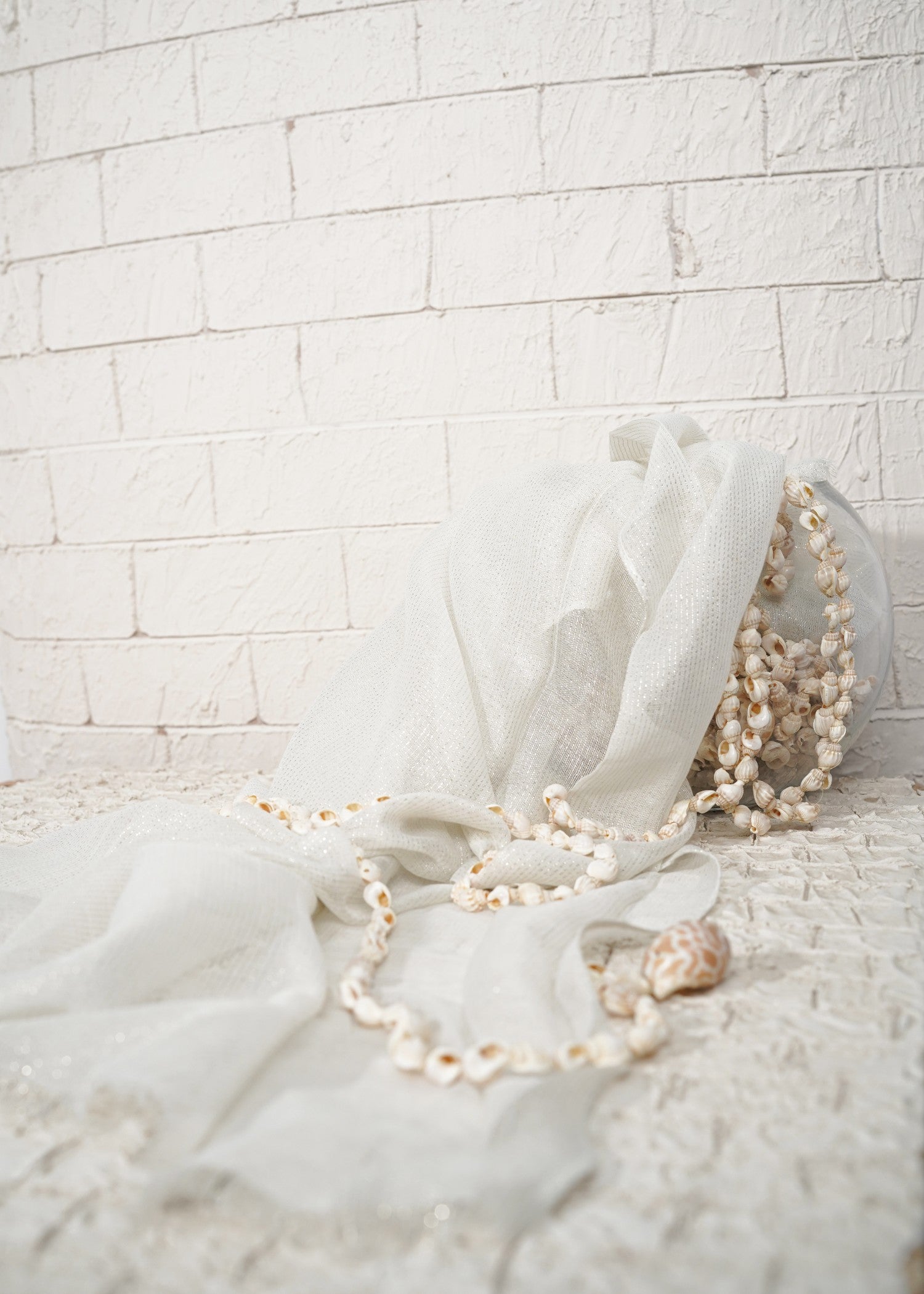zari lawn Hijab in White