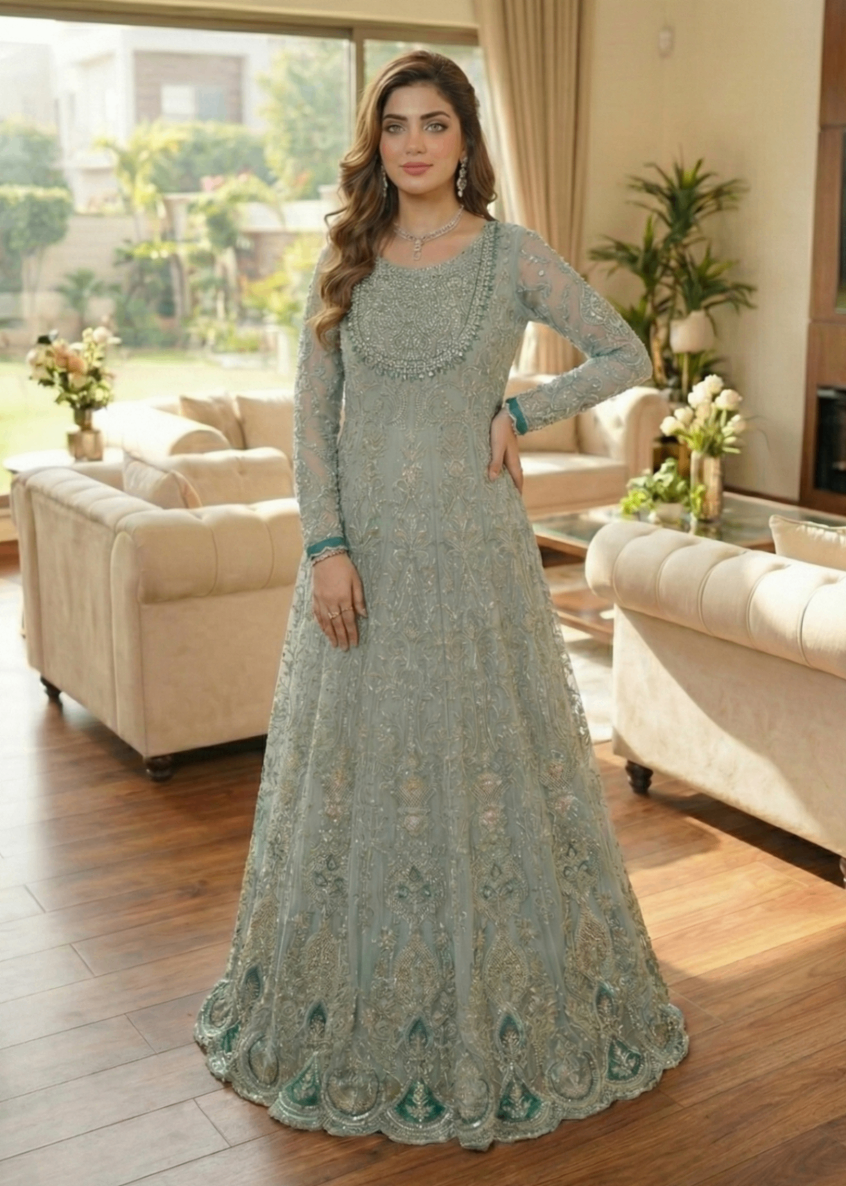 organza Maxi in Frost blue