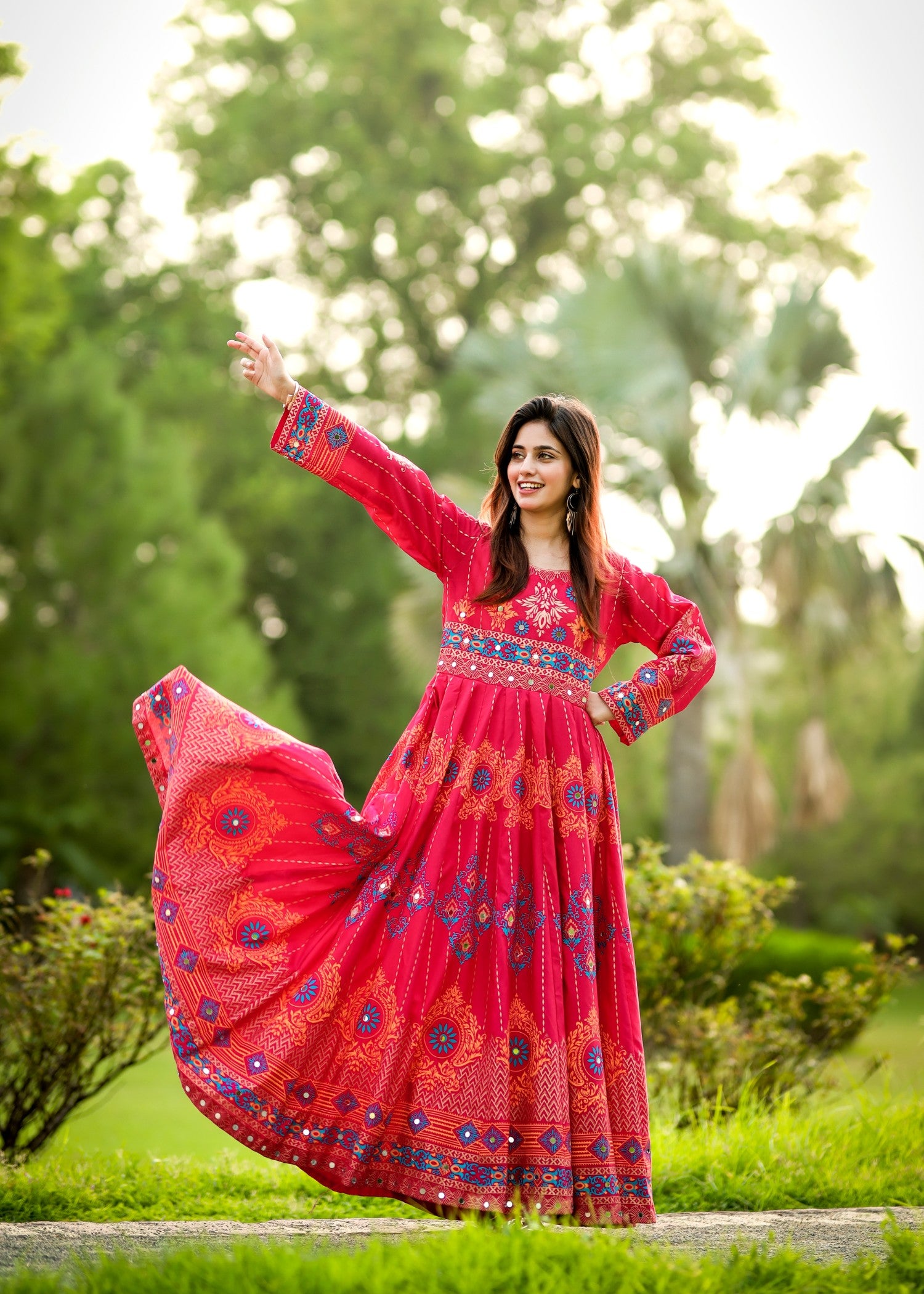 cotton satin Maxi in Hot pink