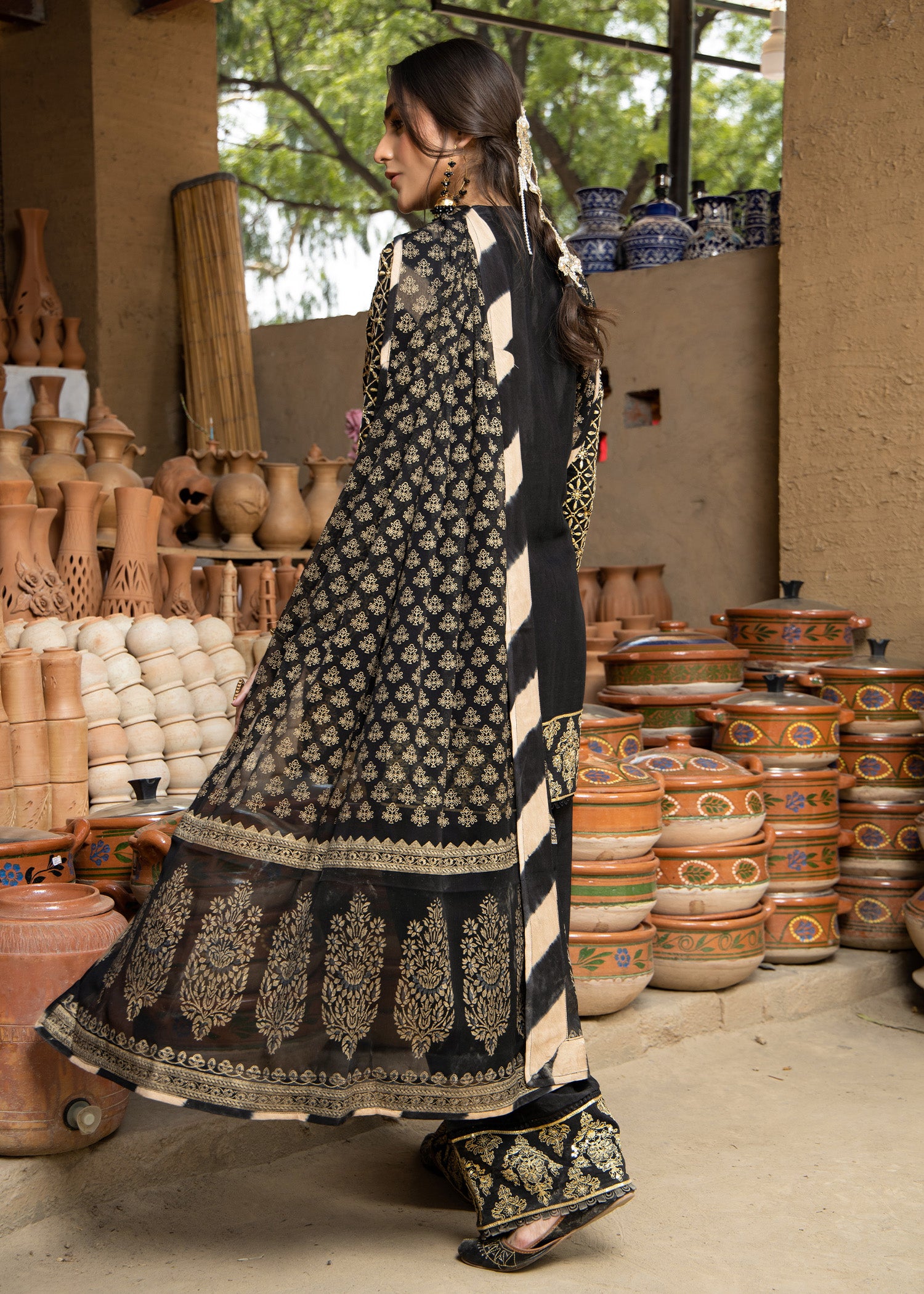 viscose Kurta Set in Black