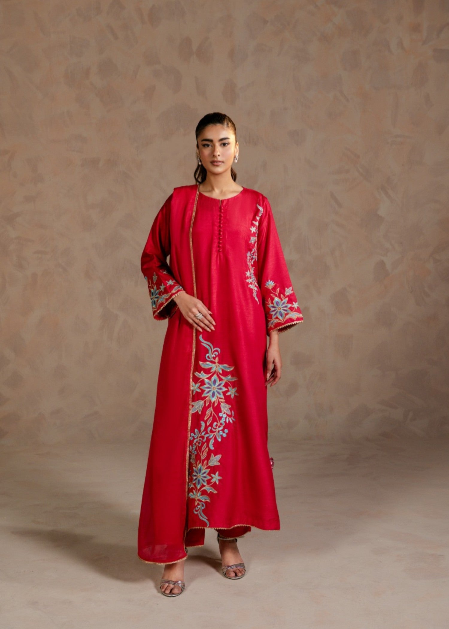 medium silk Kurta Set in Raspberry pink