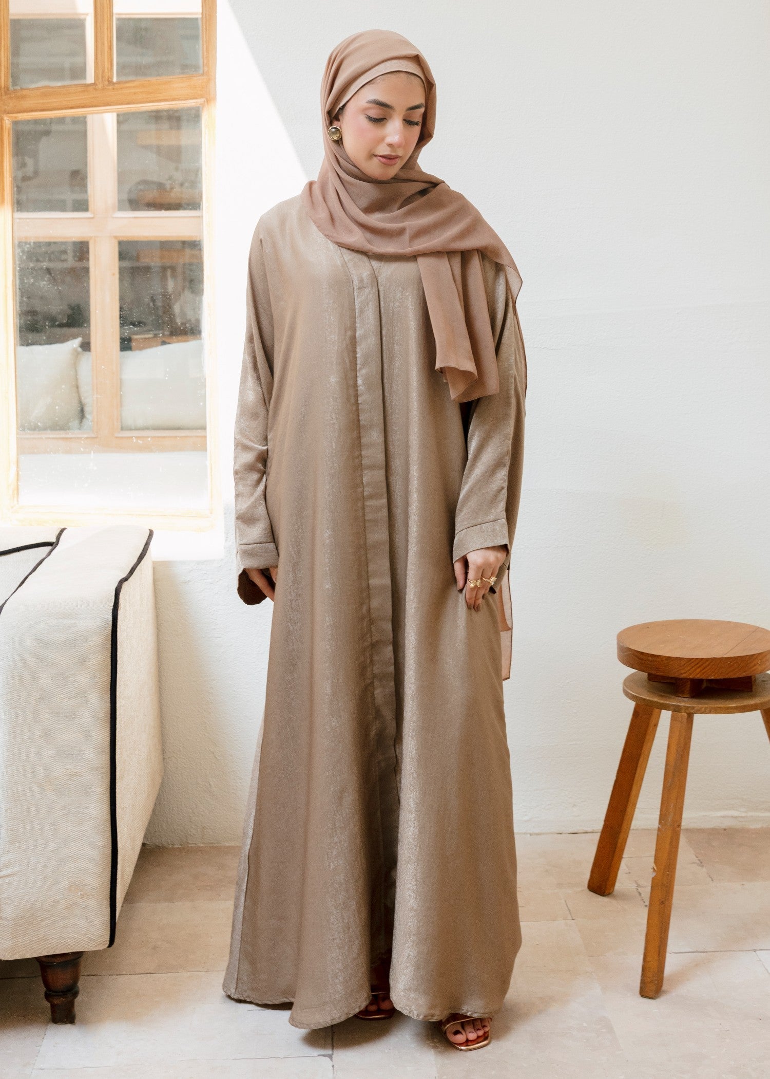 nidha blend Abaya in Camel brown