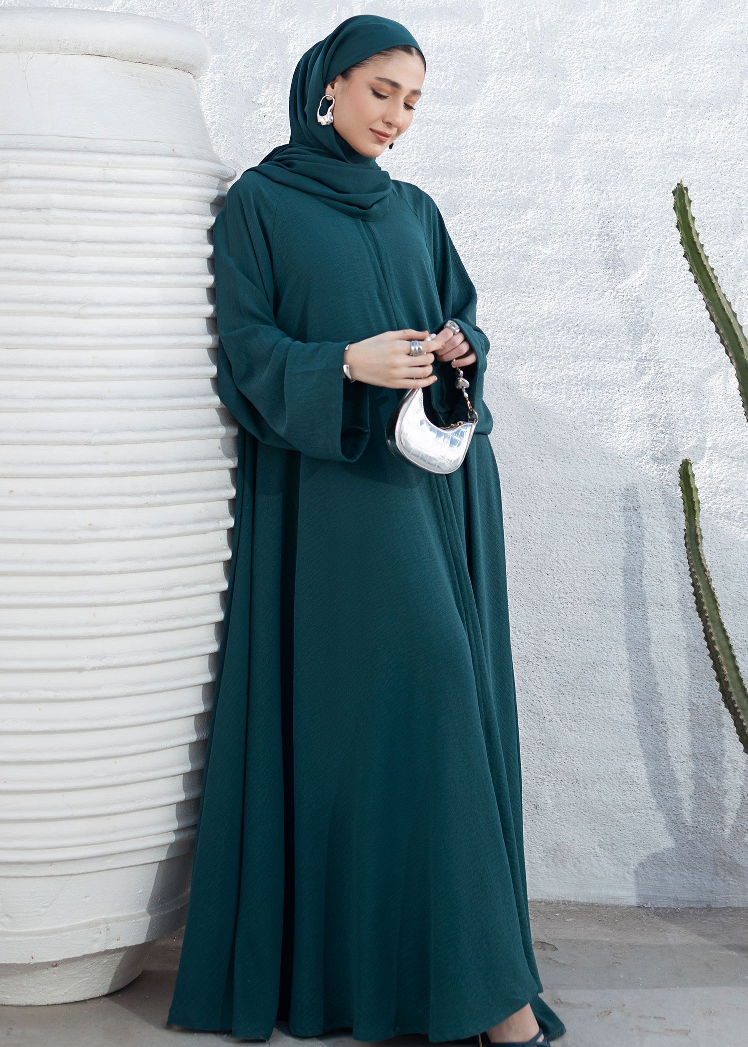 chiffon Abaya in Teal