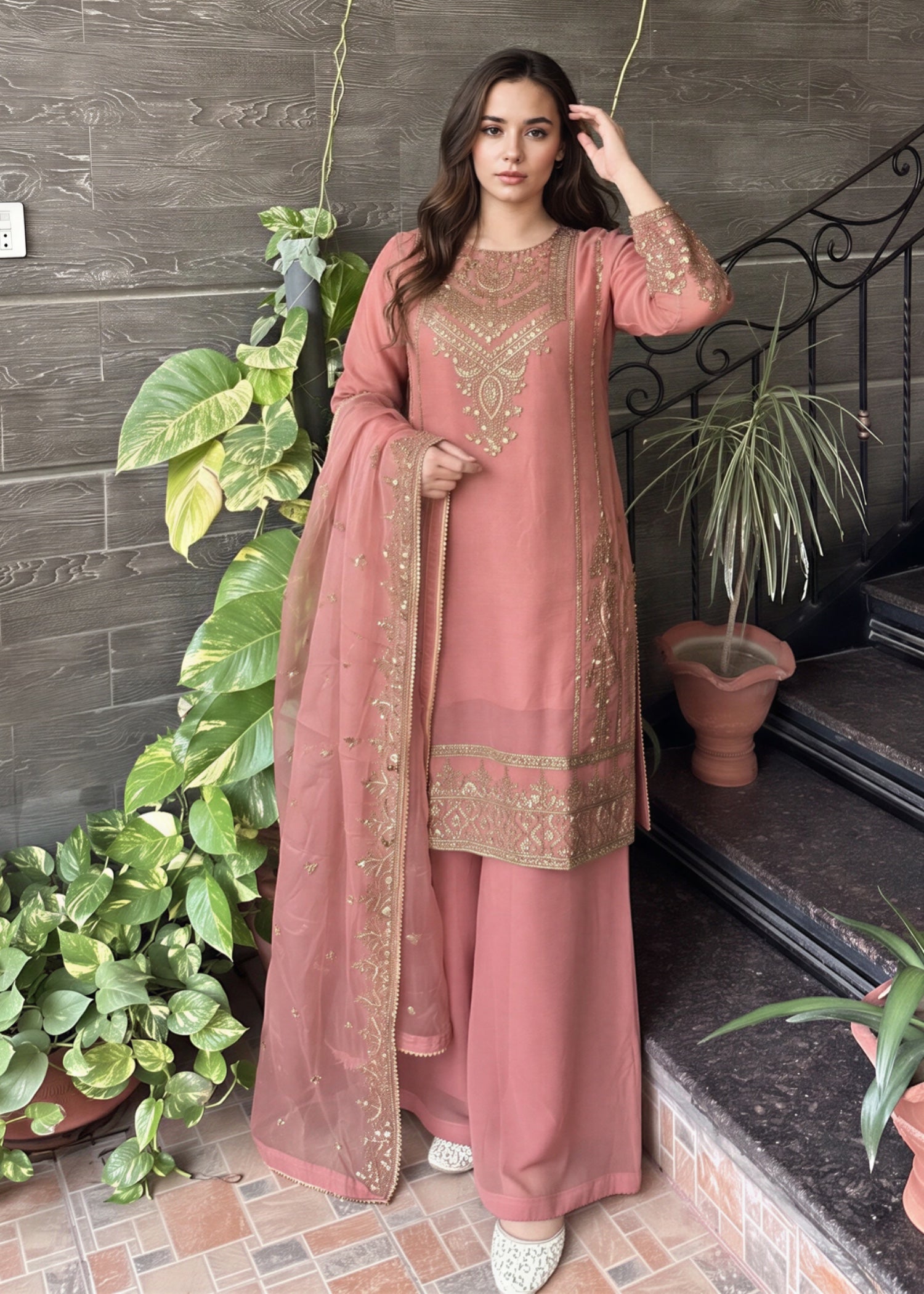 chiffon Sharara in Pink
