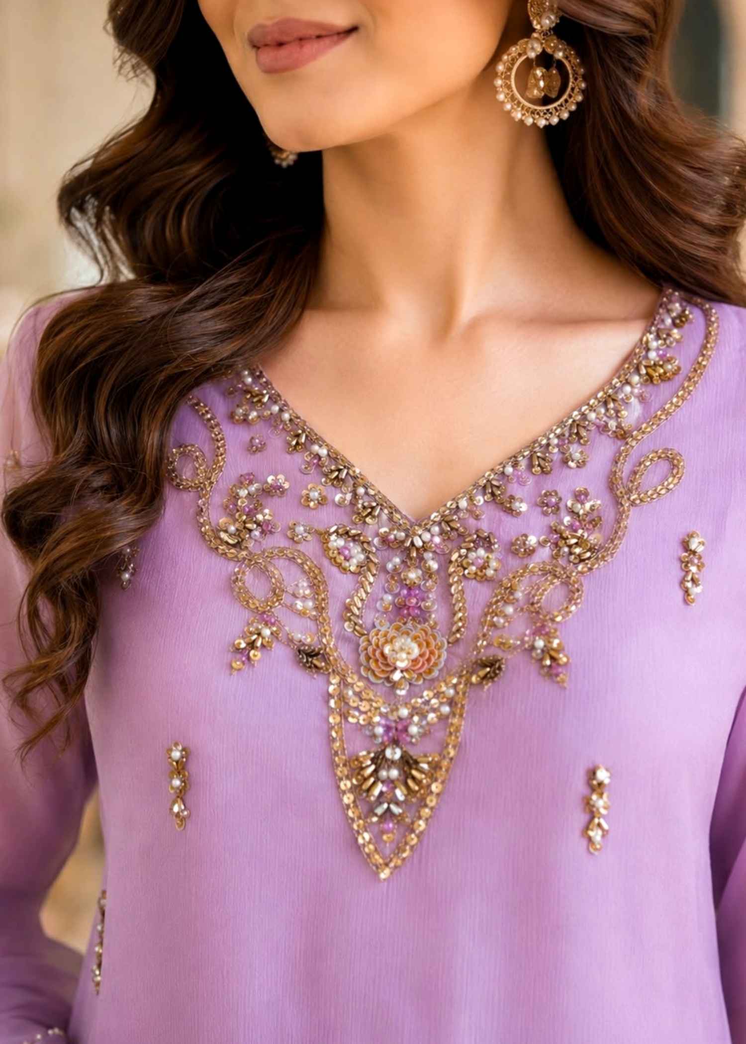 chiffon Gharara in Purple mountain majesty
