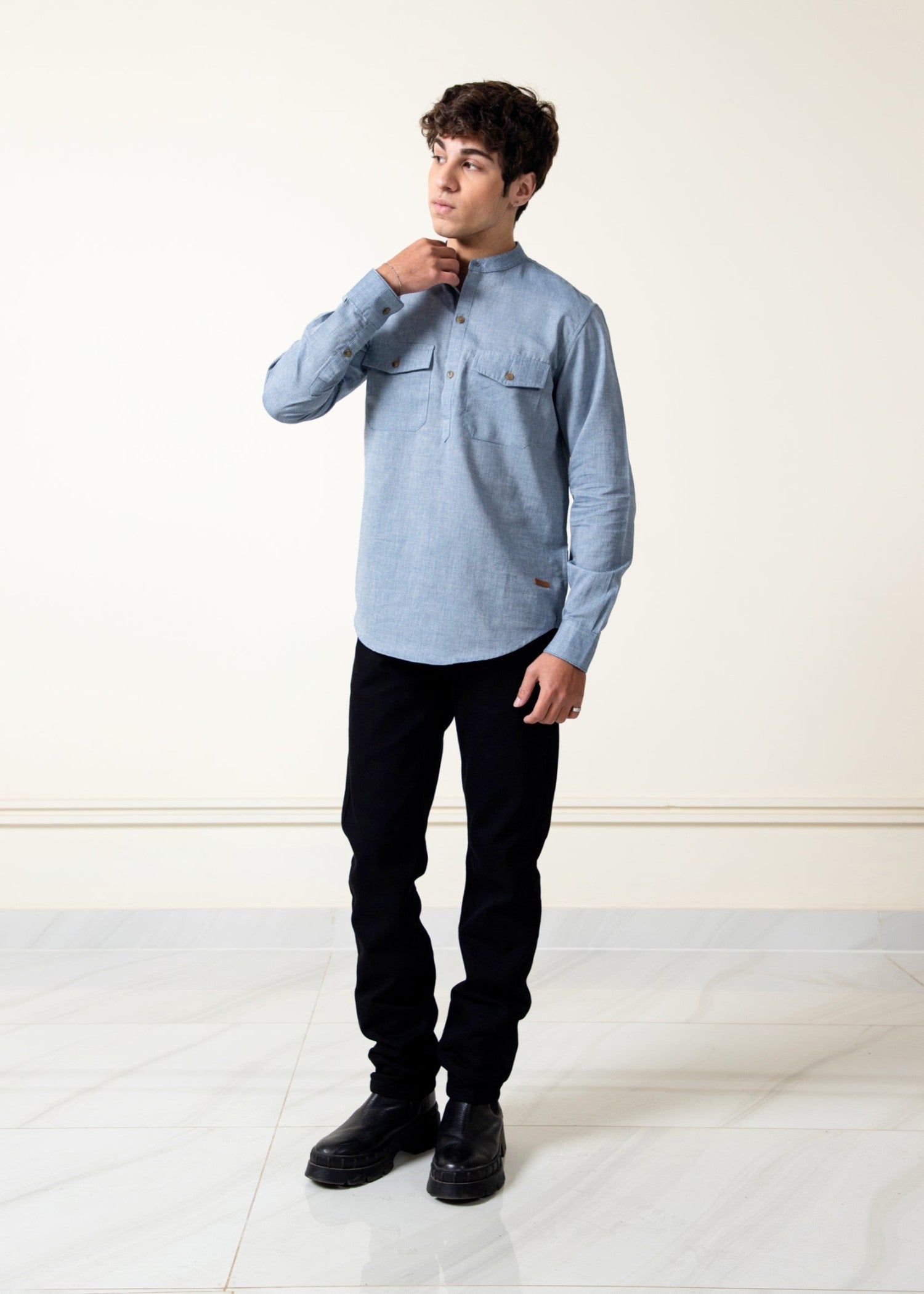dobby Casual Shirt in Powder blue